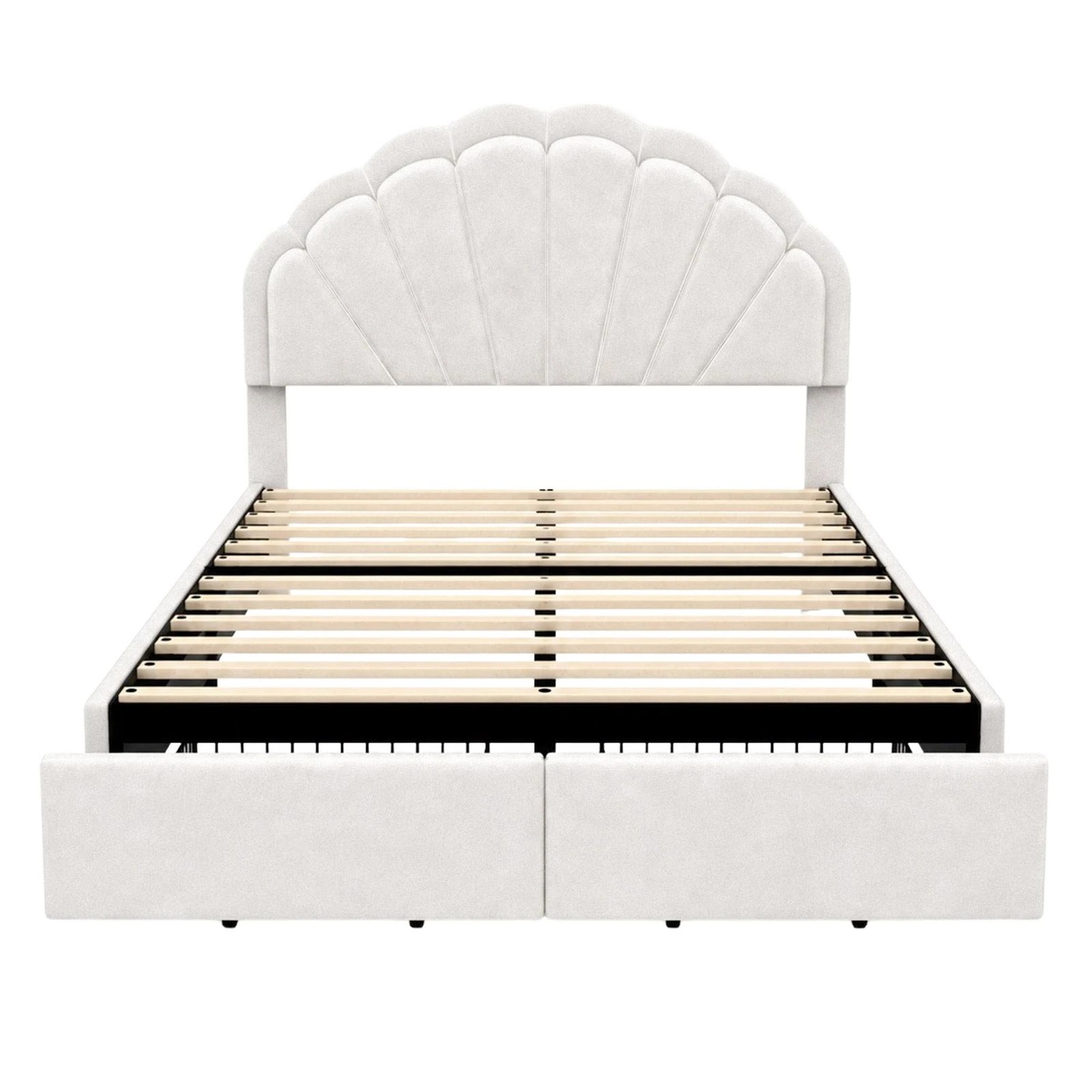 4 Ausway Wooden Queen Bed Frame Mattress Base with Upholstered Fabric Headboard & Under-Bed Storage Drawers, 4 of 6