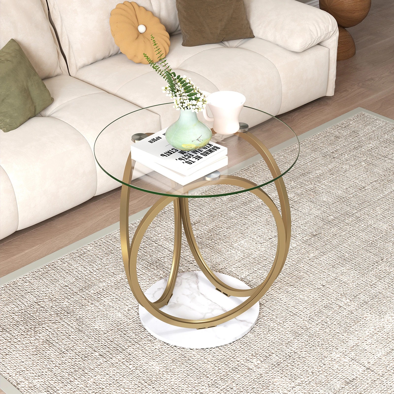 5 Costway Tempered Glass Coffee Table Modern Accent Center Table, 5 of 7