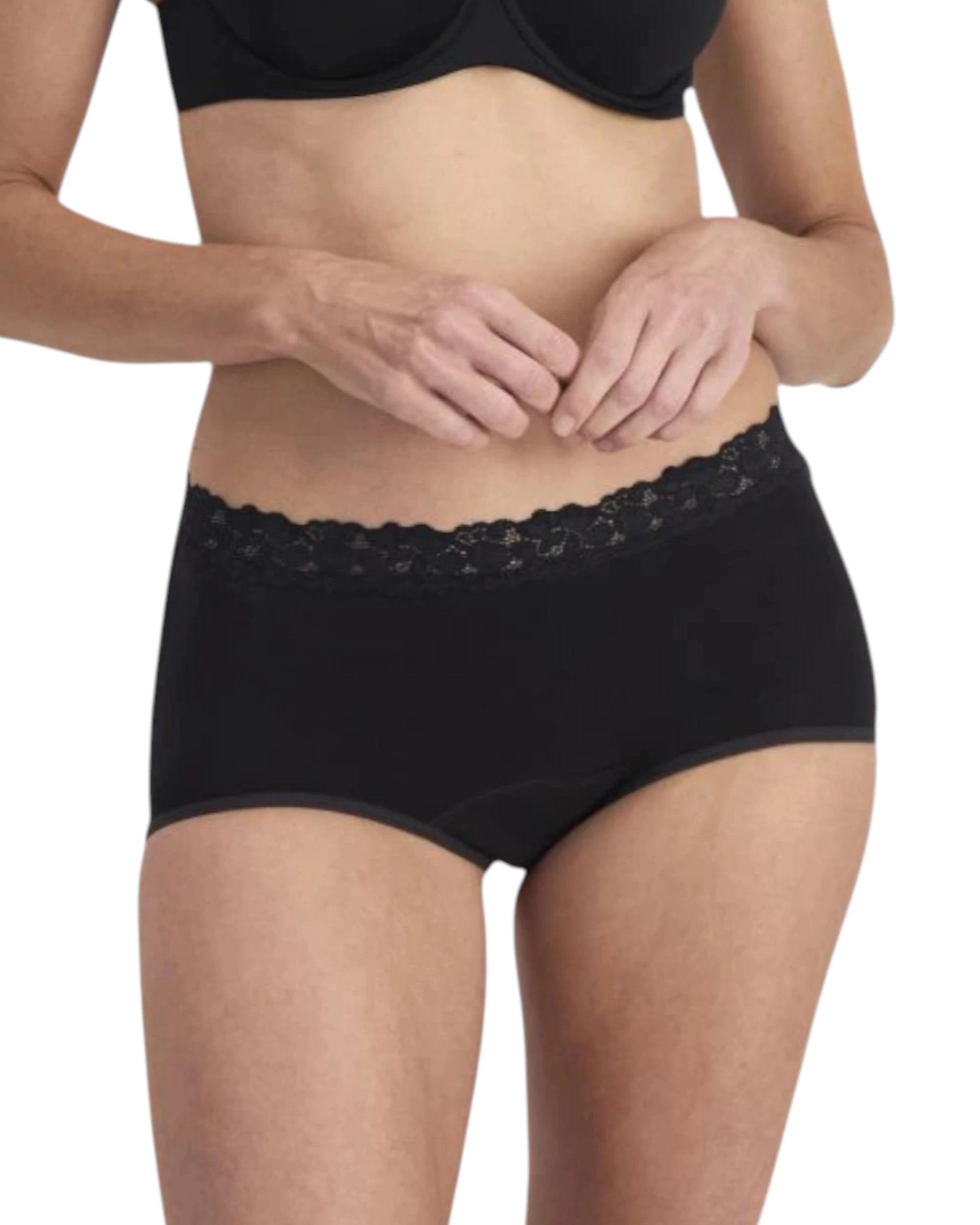 1 Jockey 6 Pack Womens Parisienne Light Leak-Proof Full Brief Underwear BLACK, 1 of 4