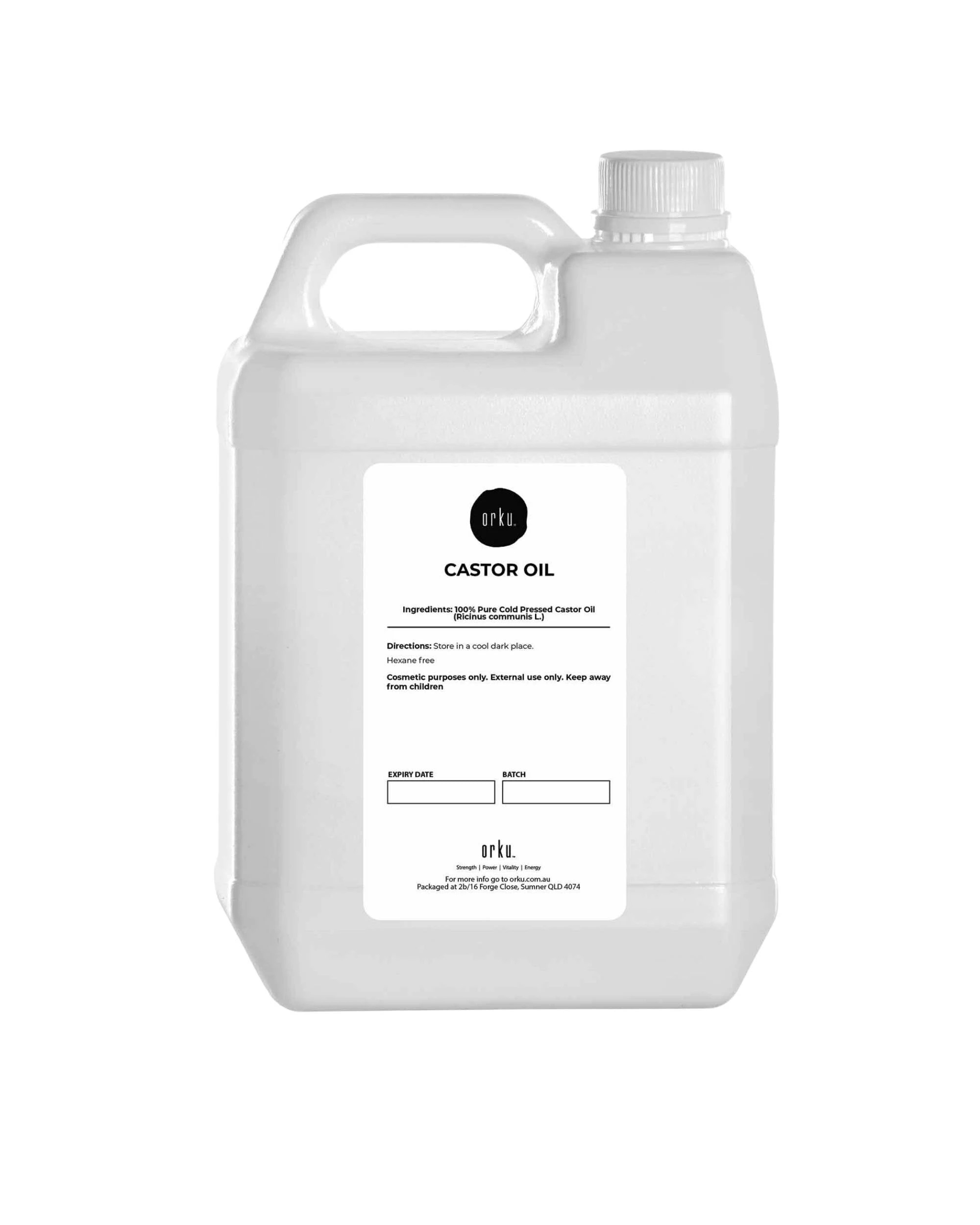 1 Orku 5L Castor Oil Cold Pressed Virgin Hexane Free HDPE Bottle, 1 of 2