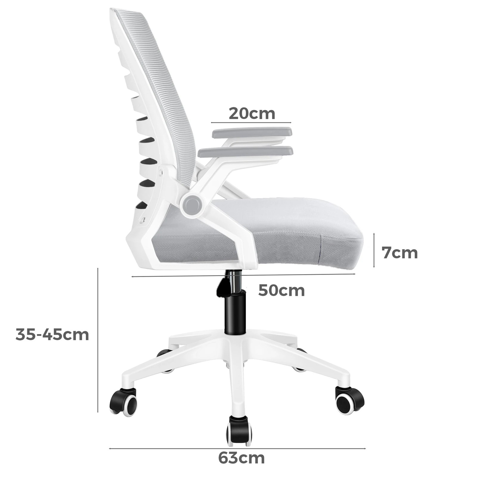 5 Alfordson Mesh Office Chair Executive Computer Fabric Seat Racing Work - White Grey, 5 of 10