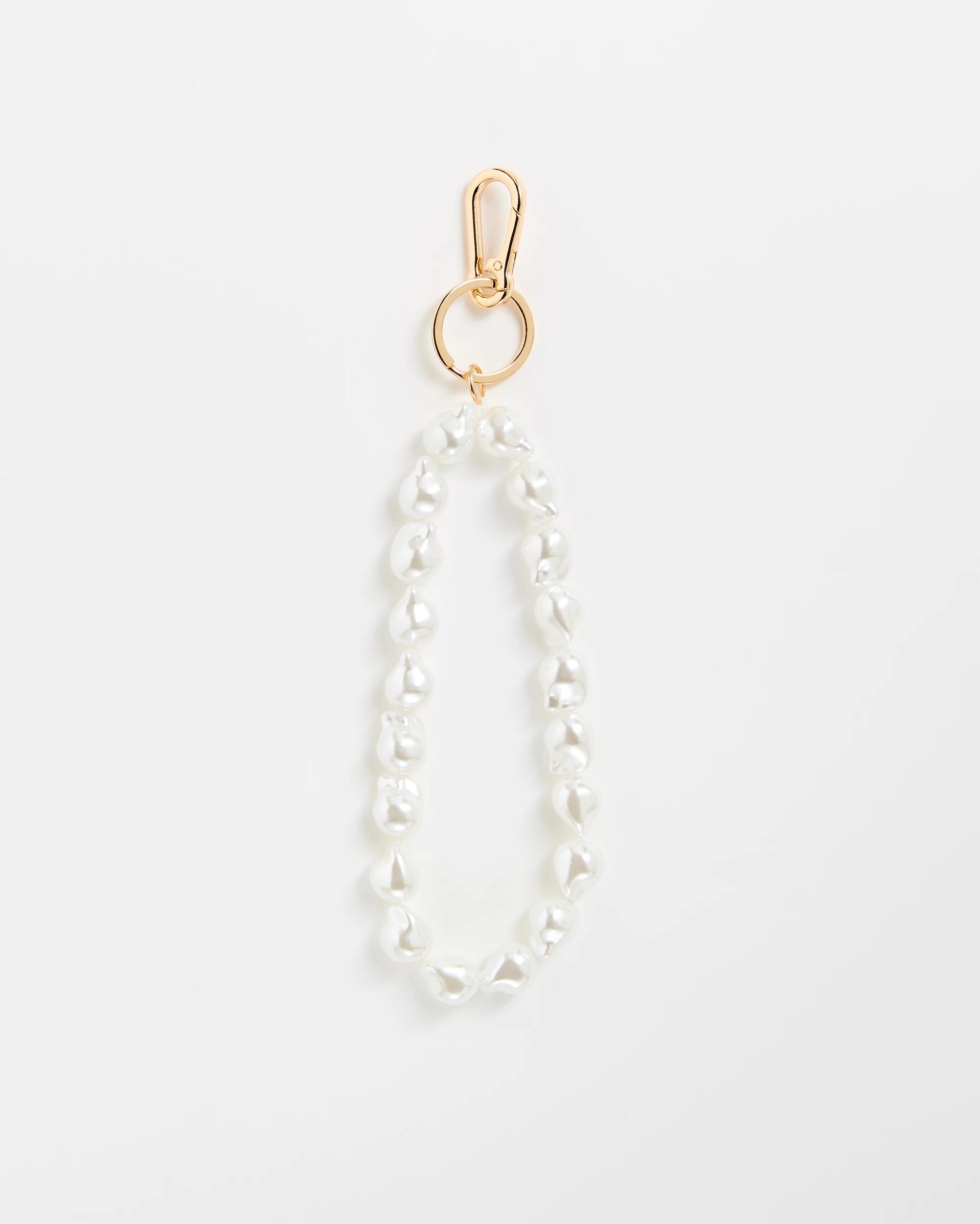 1 Target Irregular Faux Pearl Beaded Bag Charm CREAM, 1 of 1