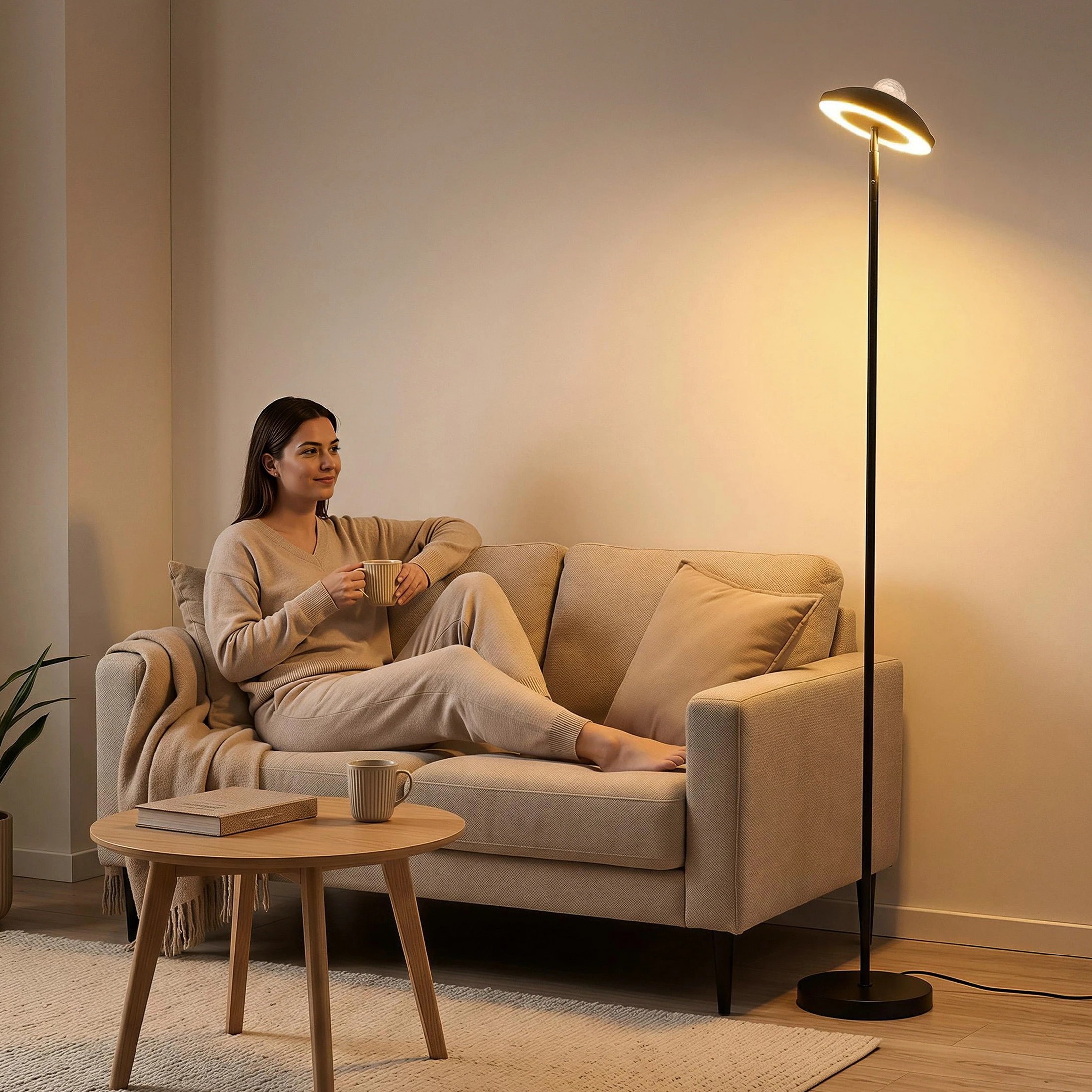 8 Artiss 2-in-1 LED Floor Lamp with Galaxy Projector & Remote 178cm Tall 15W Reading Standing Light - Black, 8 of 8