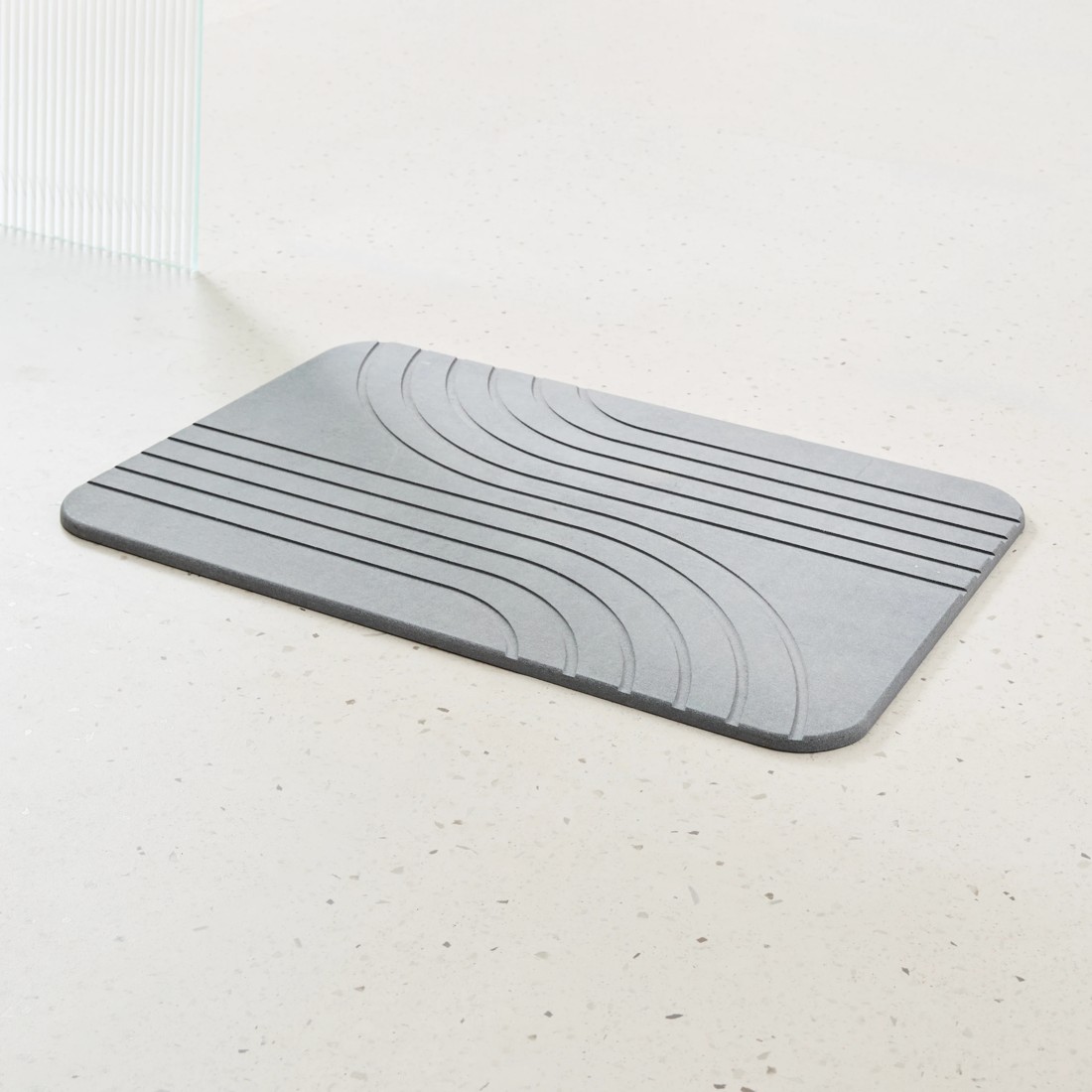 1 Stone Dry Bathmat and Tray Set - Grey, 1 of 4