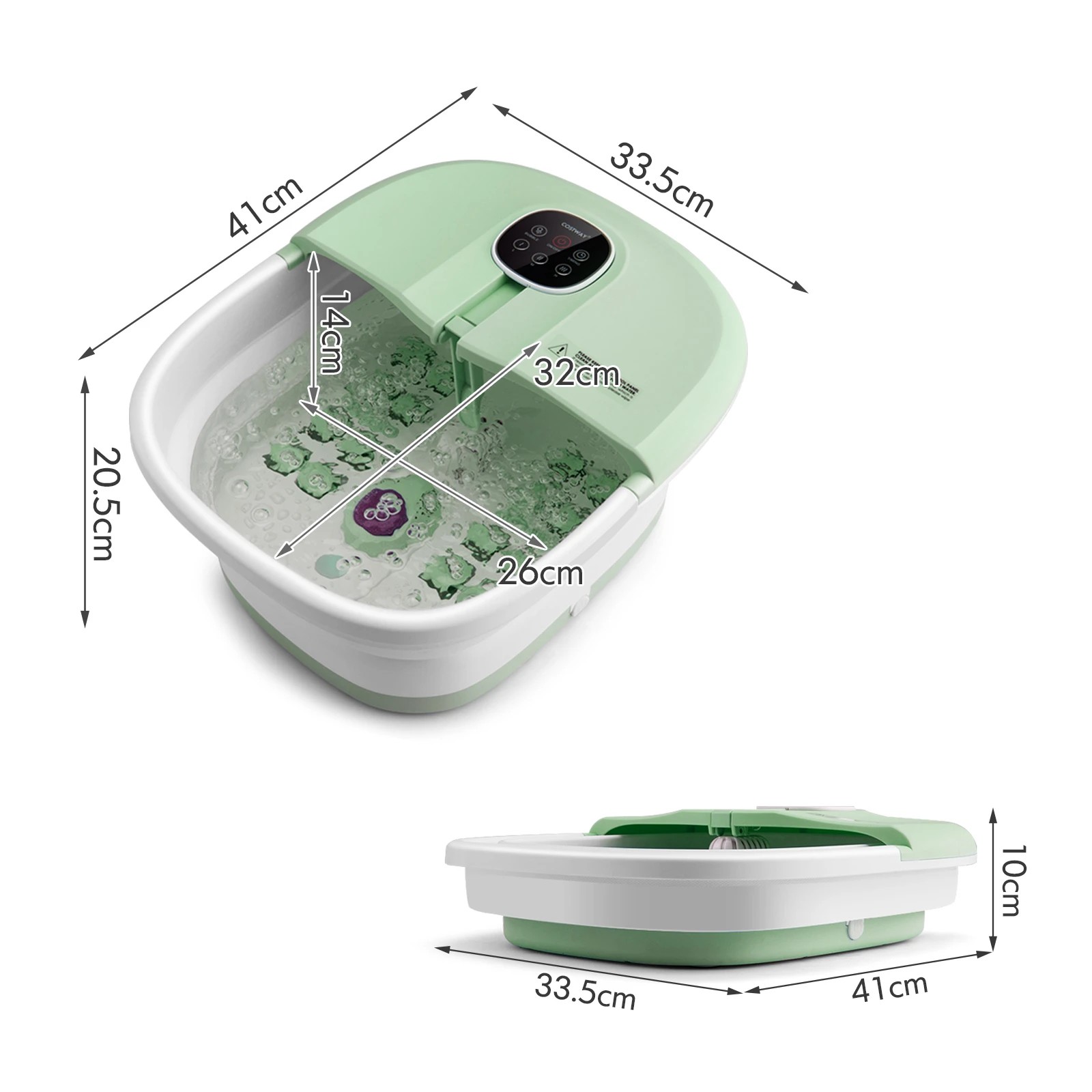 2 Costway Folding Foot Bath Massage w/Remote Control Foot Spa Basin - Green, 2 of 5