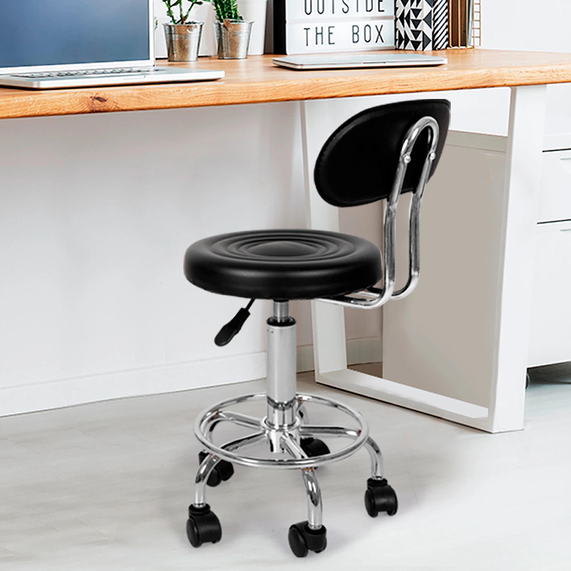 7 Levede 4x Salon Stool Swivel Hydraulic Lift - Black, 7 of 8