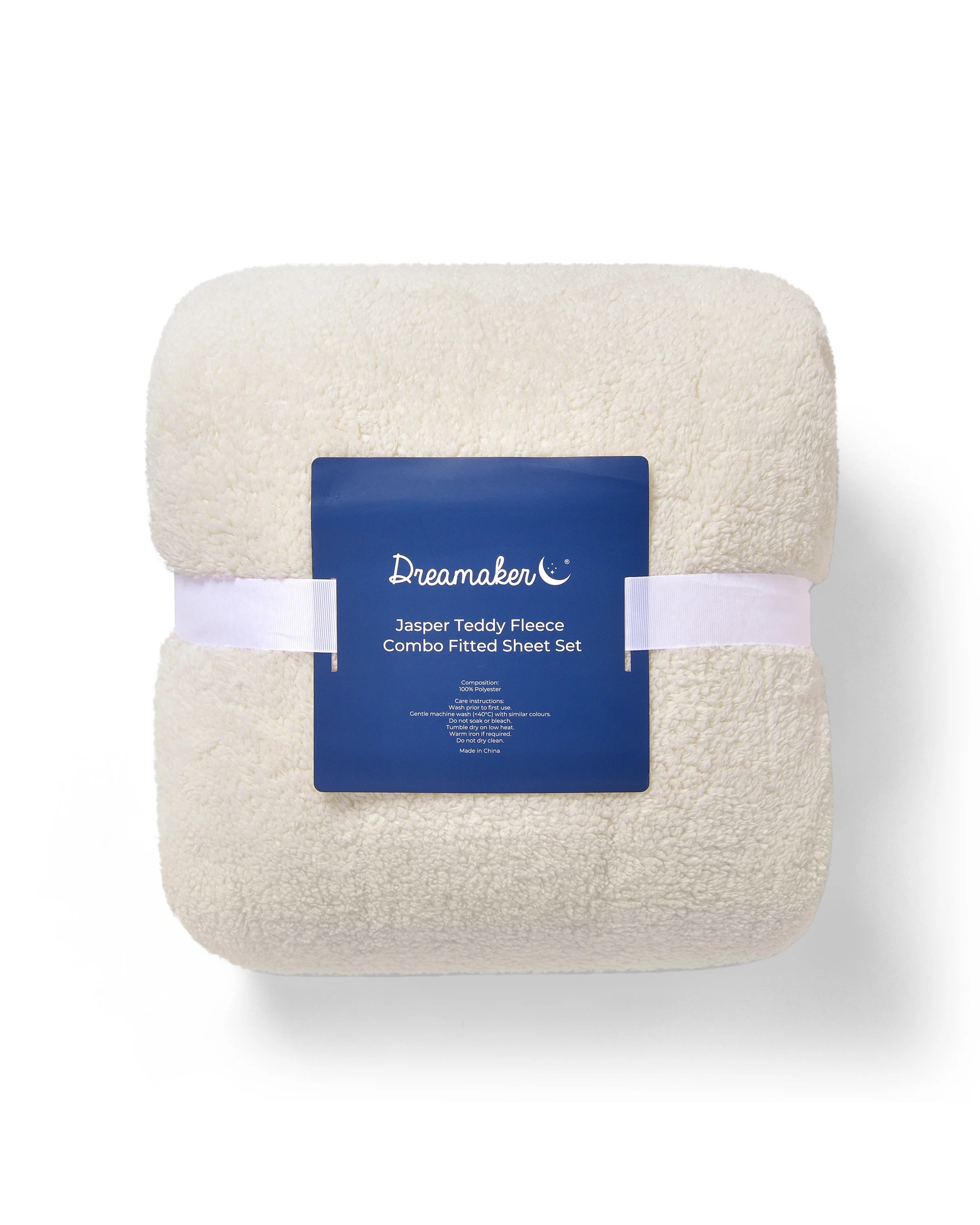 7 Dreamaker Jasper Teddy Fleece Combo Fitted Sheet Set - King Single Bed - Snow, 7 of 7