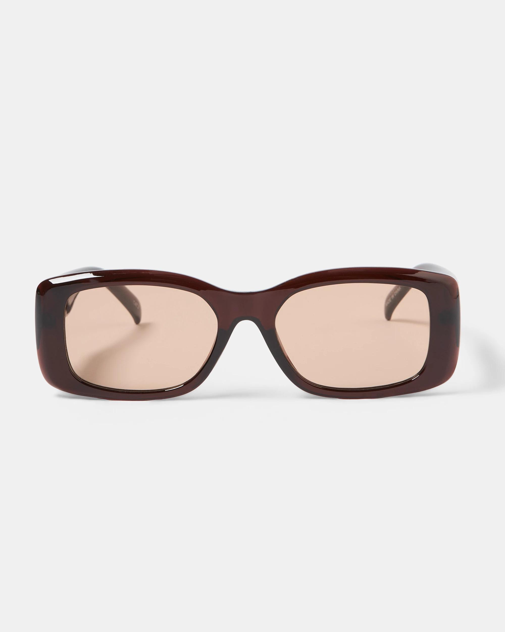1 Womens Slim Rectangle Sunglasses Acc Brown, 1 of 5