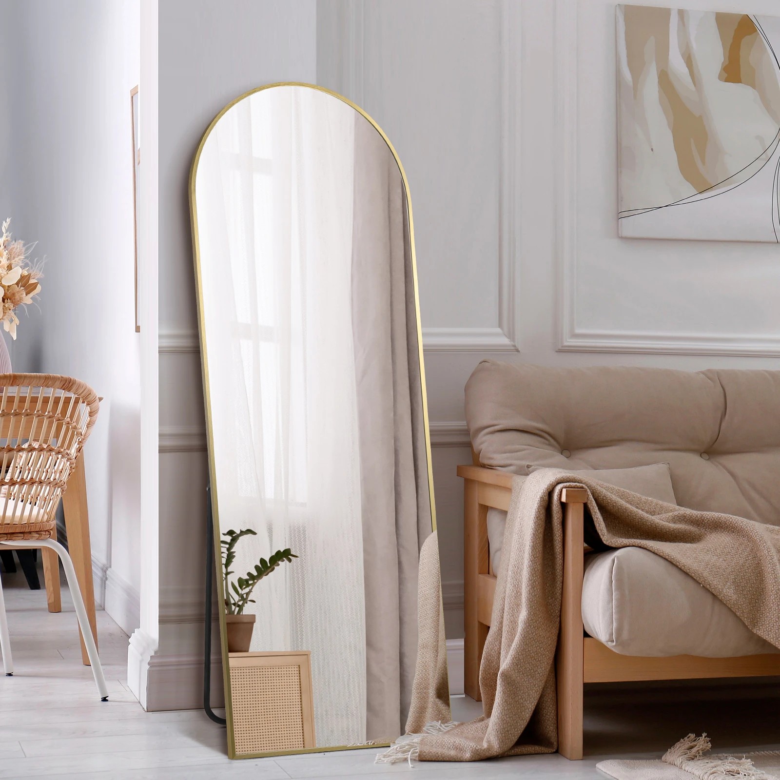 2 Oikiture 166x60cm Full Length Mirror Dressing Floor Mirrors Free Standing
 - Gold, 2 of 9