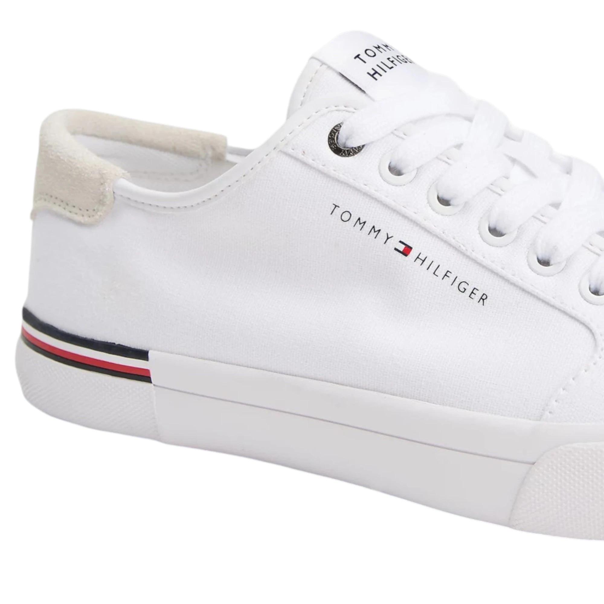 6 Tommy Hilfiger Mens Logo Patch Casual Shoes WHITE, 6 of 7