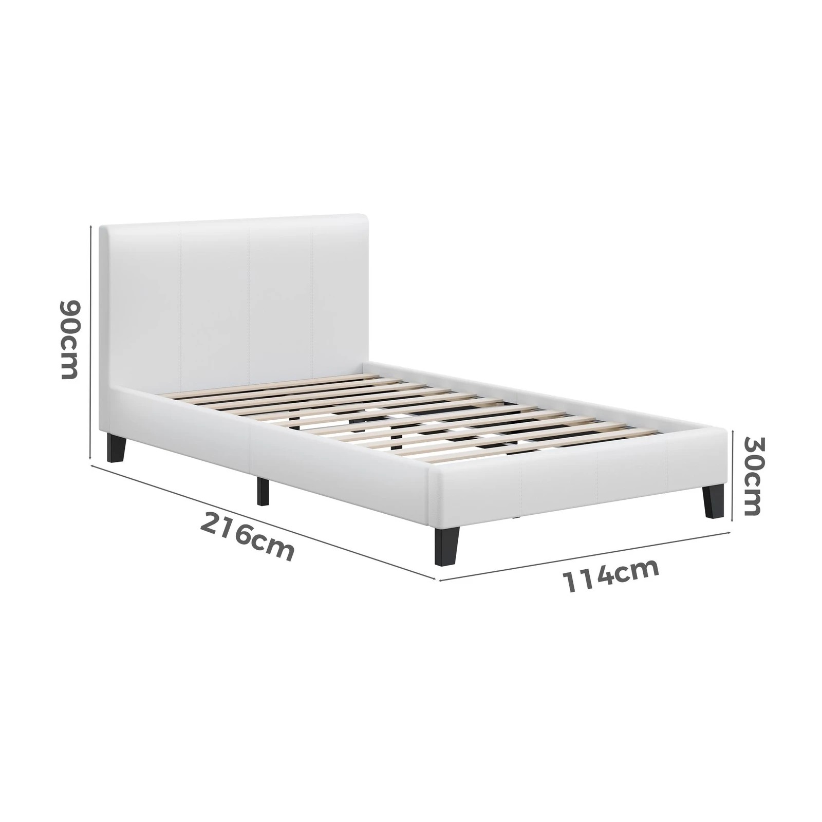 10 Alfordson Bed Frame King Single Mattress Base Wooden Platform Leather - White, 10 of 10
