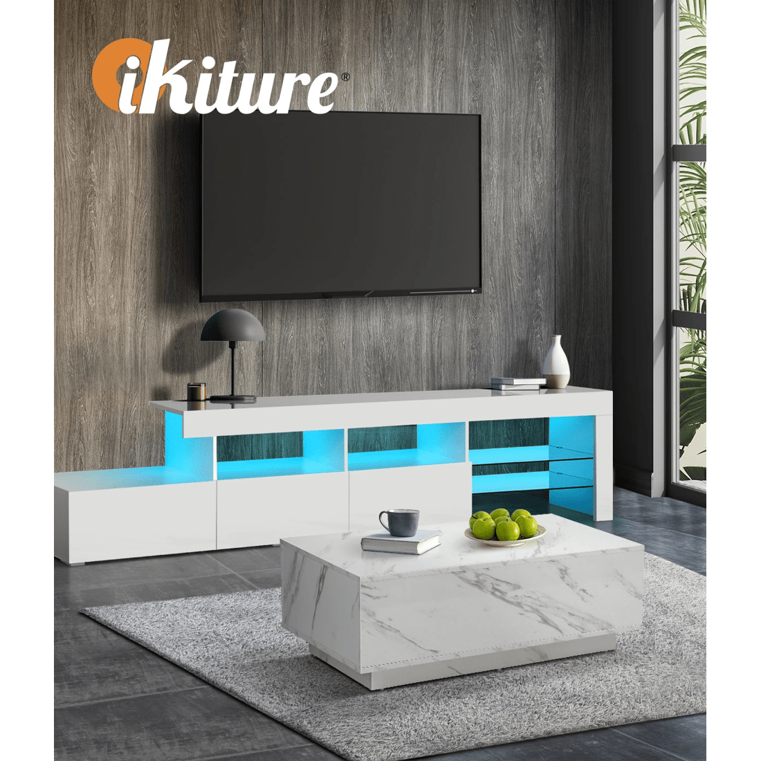 5 Oikiture Coffee Table Side Tables Sofa Cafe Desk Marble Effect Wooden
 - White, 5 of 10