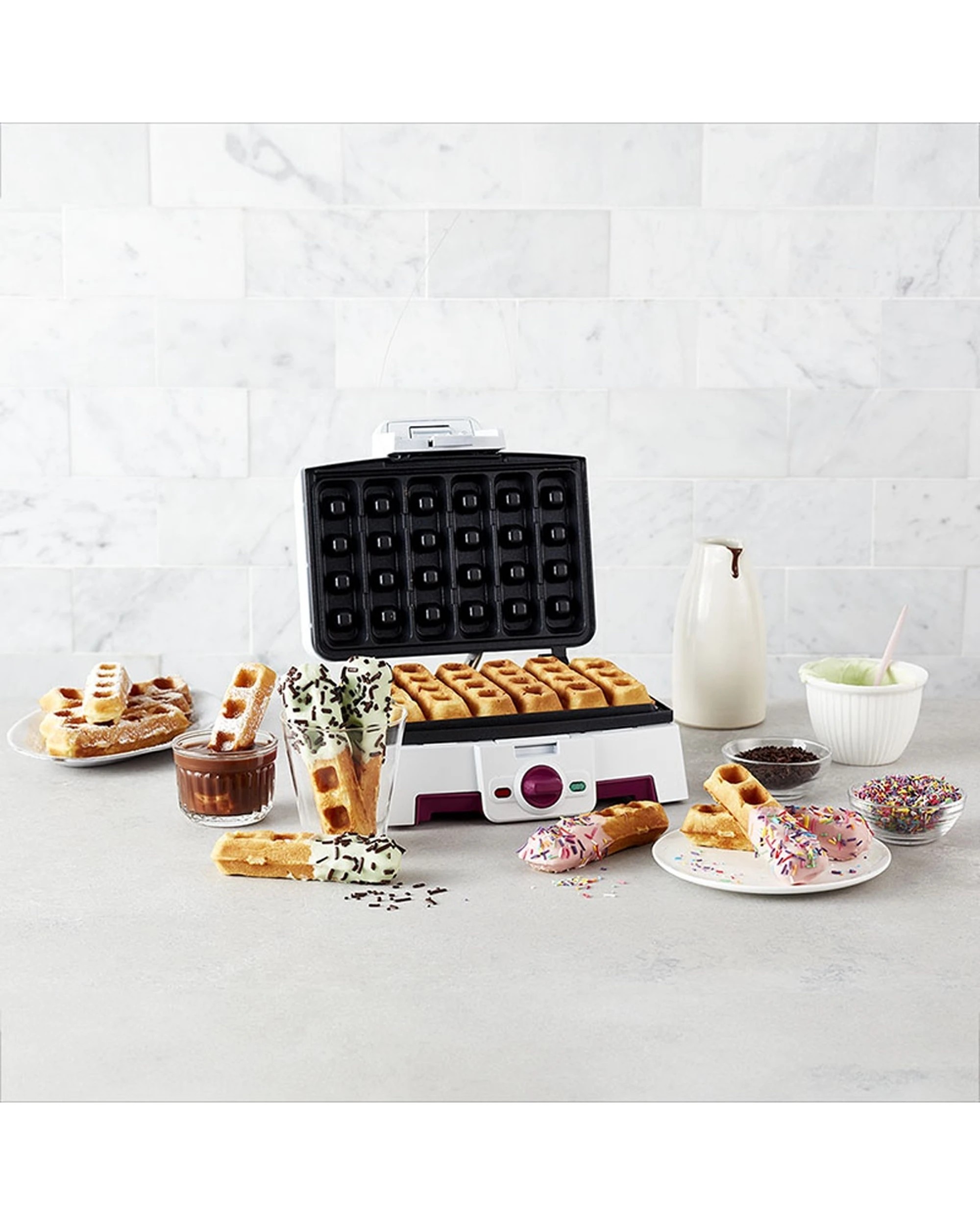 2 Cuisinart Non Stick Electric Waffle Maker Dipper 240V - White, 2 of 8