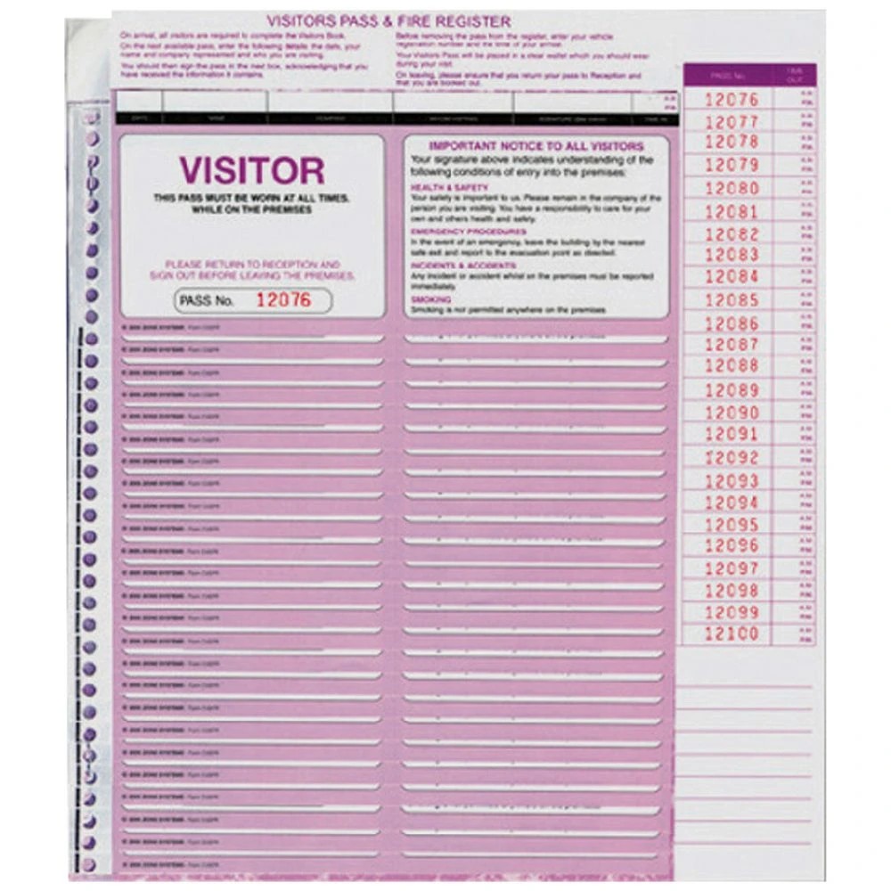 1 Zions Systems Visitor Pass Register Refills 250 Pack, 1 of 1