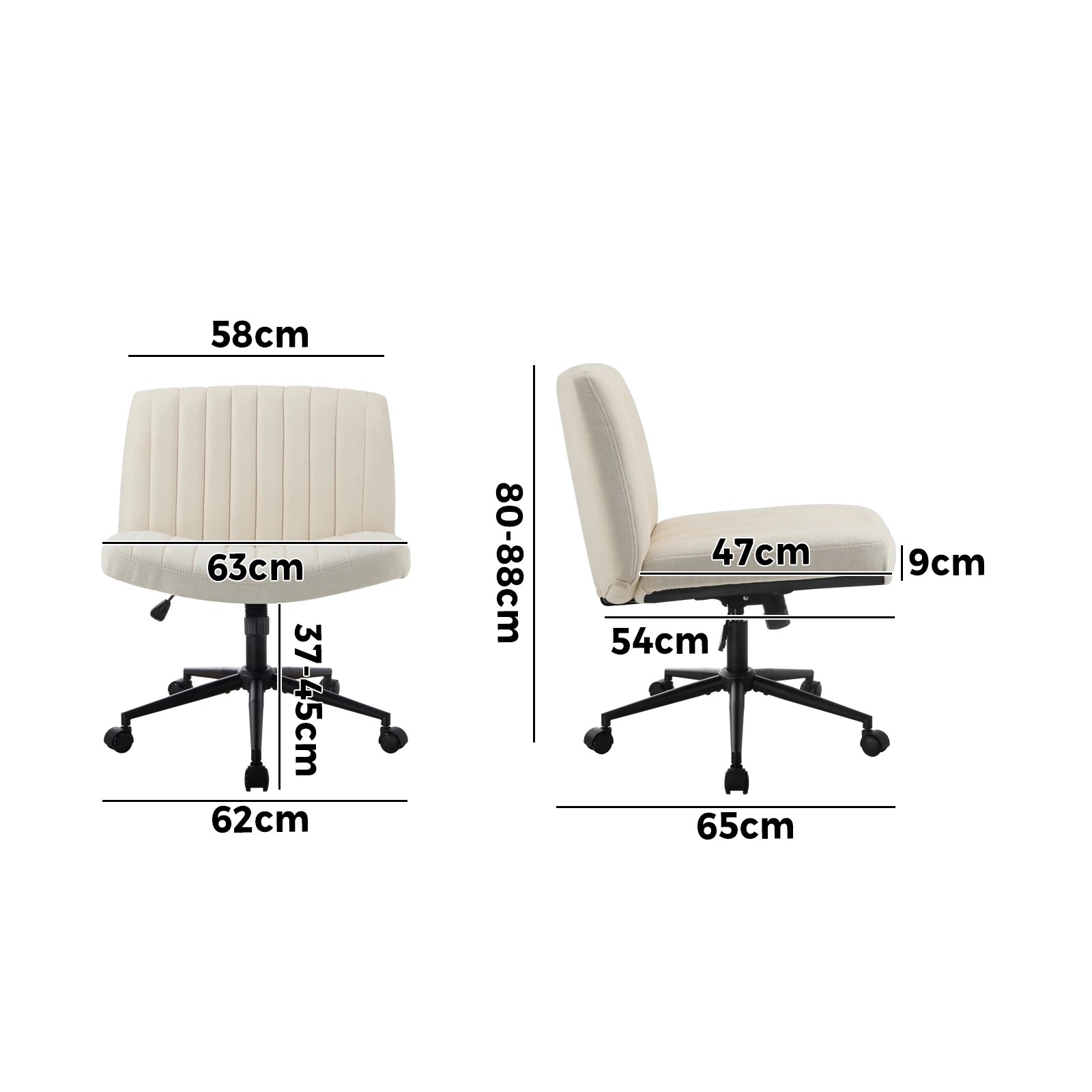 4 Oikiture Armless Office Desk Chair Linen
 - Beige, 4 of 10