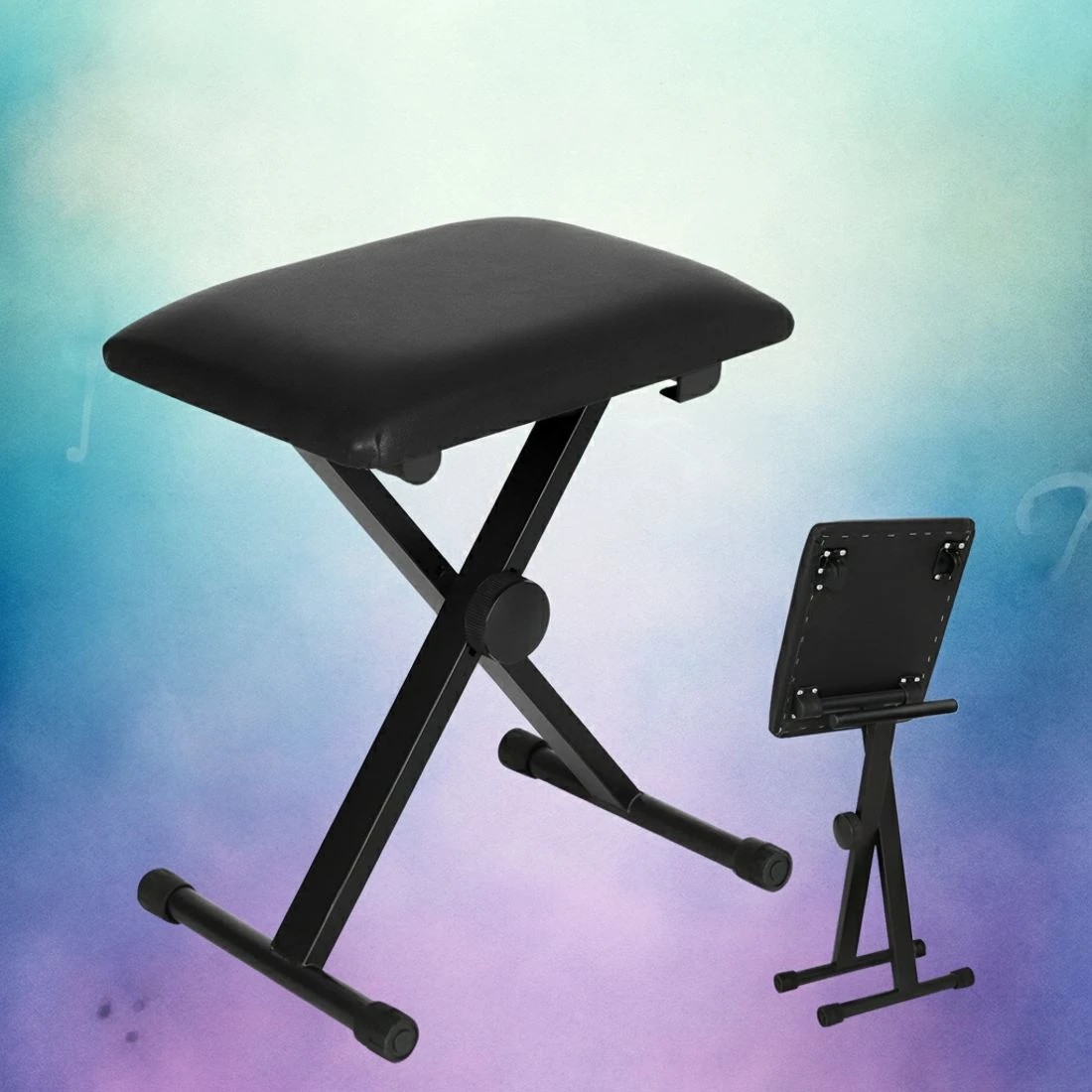 5 Alpha Piano Stool Adjustable Height Keyboard Seat Portable Bench Chair - Black, 5 of 5