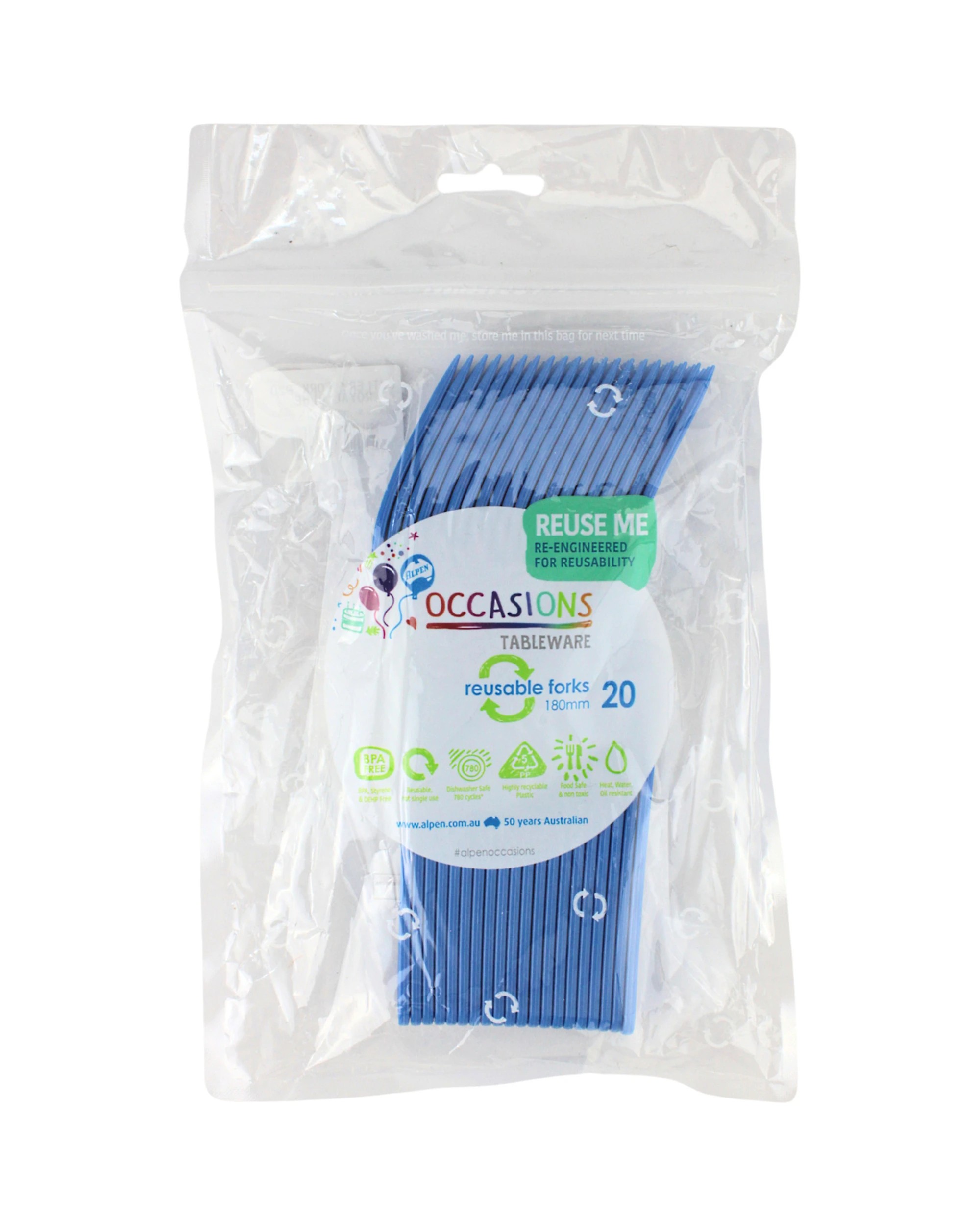 2 Alpen Reusable Forks Pack of 20 - Fashion Royal Blue - Royal Blue, 2 of 3