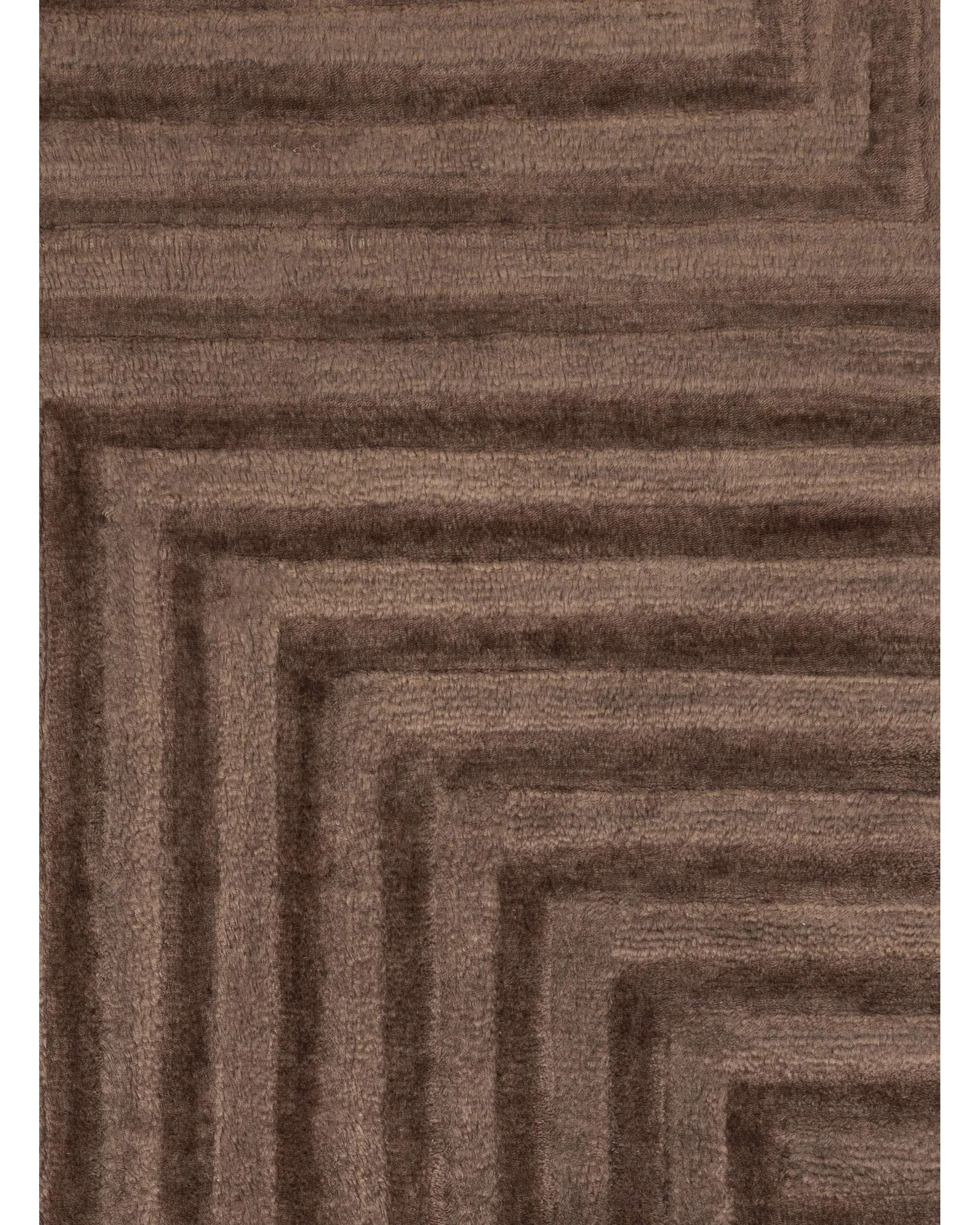 7 Loopsie Pigneto Mocha Geometric Carved Wool Rug-330cm x 240cm - Brown, 7 of 7