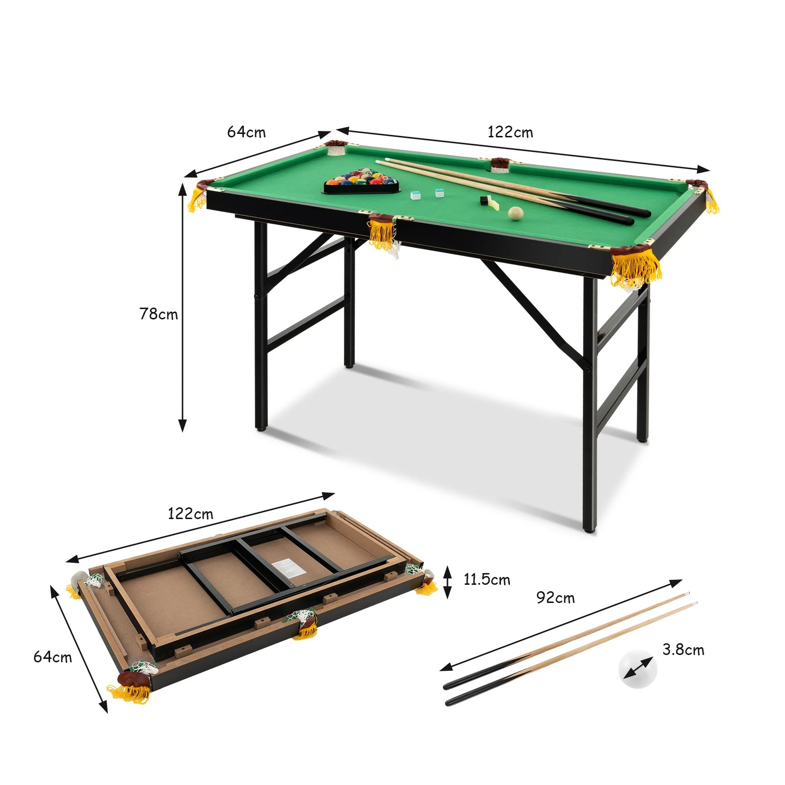 2 Costway Foldable Mini Billiard Table Set Portable Game Toy Snooker Pool Table Gift, 2 of 2