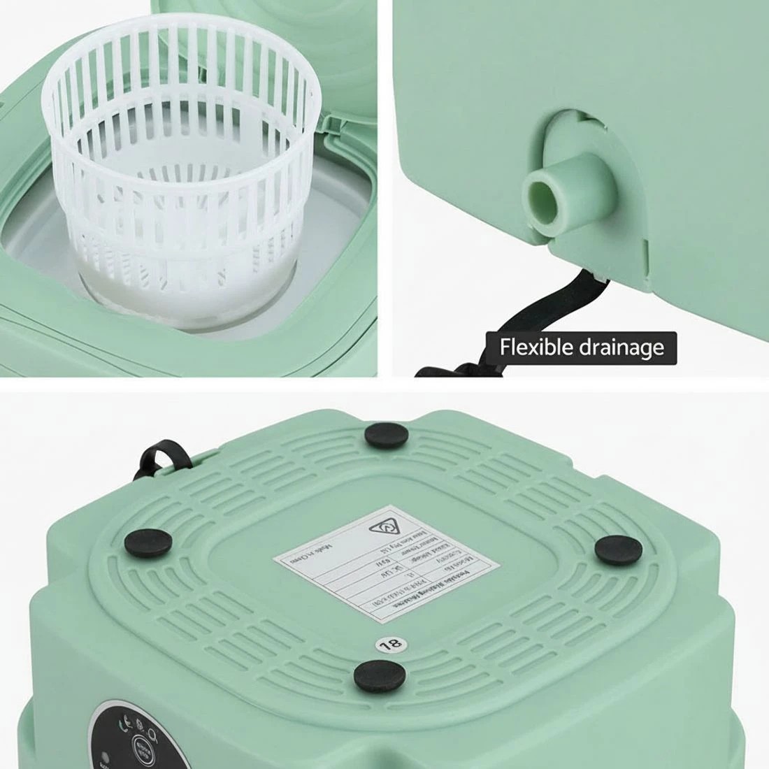 6 Devanti Portable Washing Machine 8L Green - Green, 6 of 6