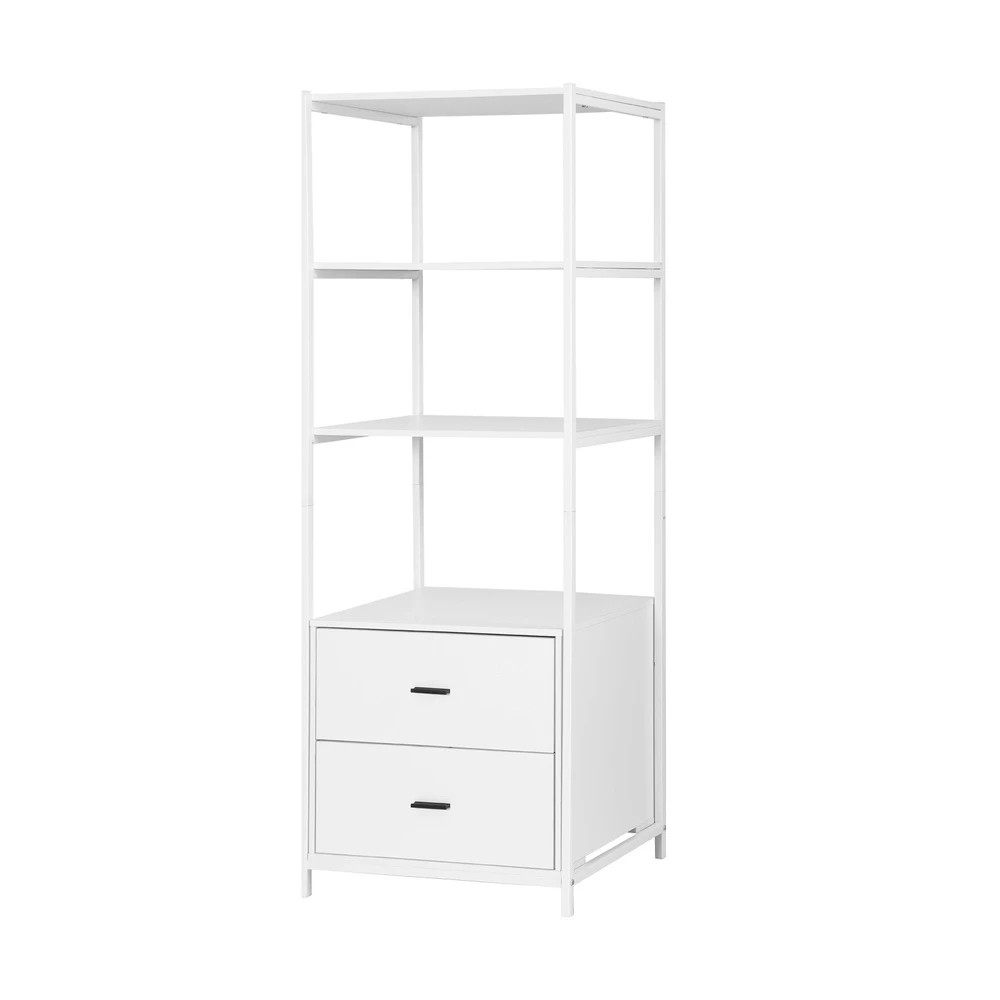 1 Artiss Bookshelf Display Shelf 2 Drawers 152CM - White, 1 of 5