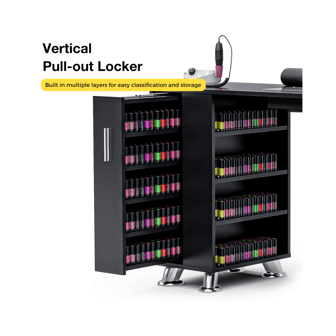 5 Advwin Manicure Table Nail Tech Desk Dressing Table Dust Collector Drawers Cabinet Storage
 - Black, 5 of 10