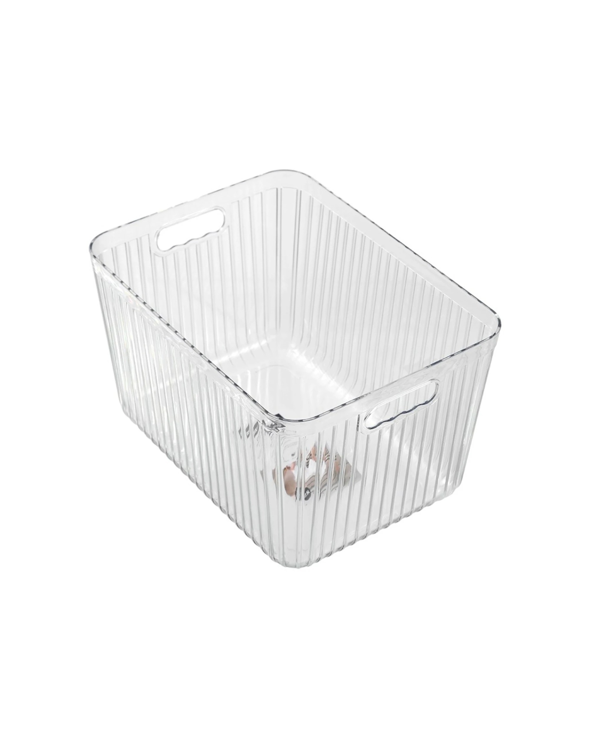 1 Boxsweden Crystal Ribbed Container 17.5L Storage With Handles - Clear, 1 of 4