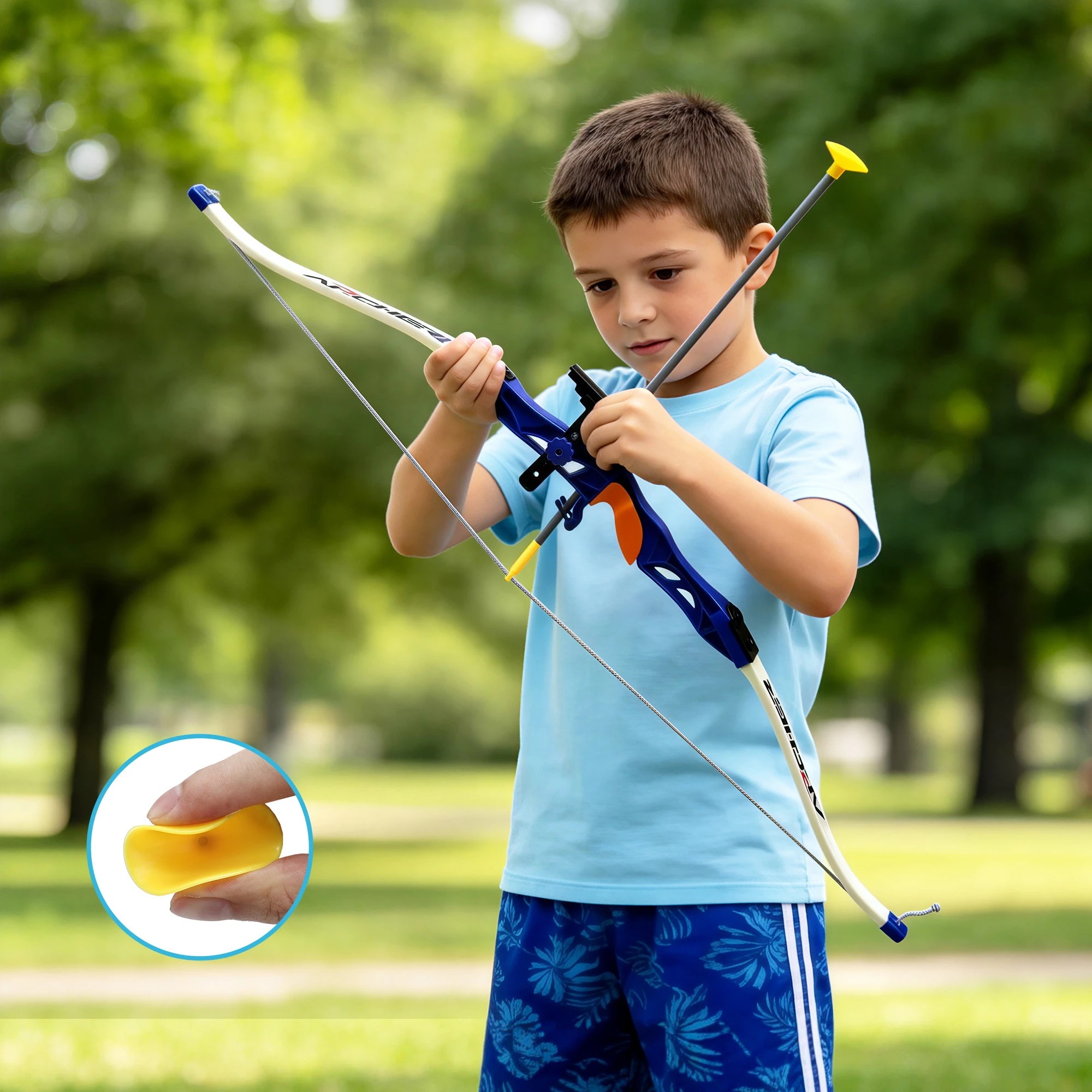 6 Keezi Kids Bow & Arrow Set w/ Standing Target, Suction Cup Arrows, Goggles, 6 of 10