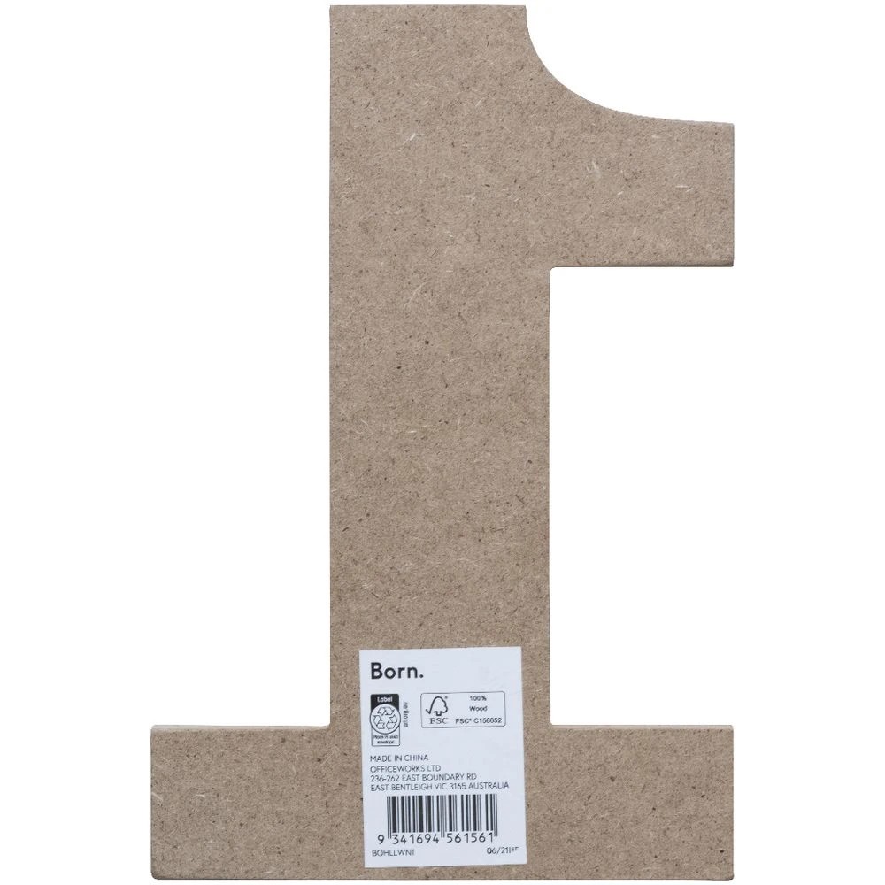 2 Born Wooden Number 1 20cm, 2 of 3