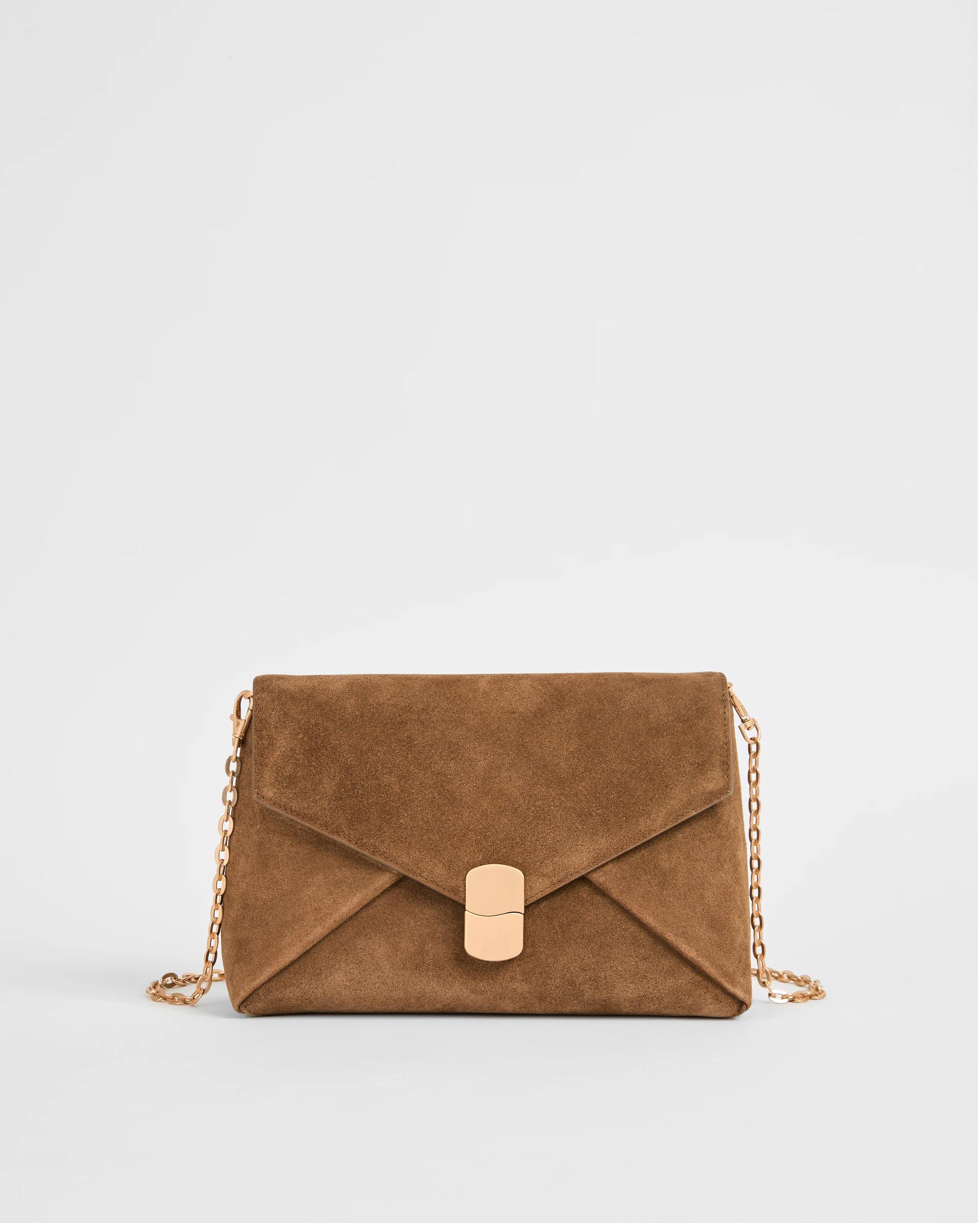 2 Target Accessories Premium Suede Leather Envelope Crossbody Bag HAZELNUT, 2 of 5