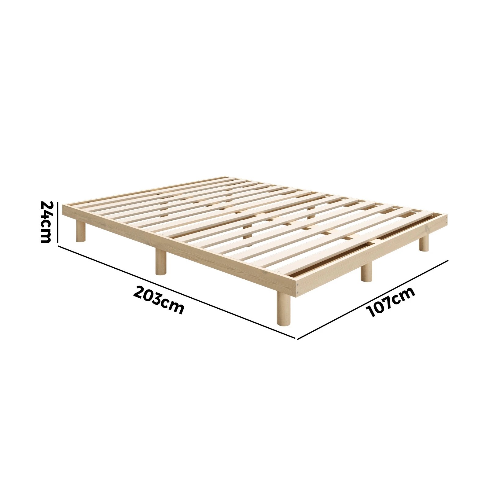 2 Oikiture Bed Frame King Single Wooden Bed Base Platform Solid Wood Slats - Natural, 2 of 9