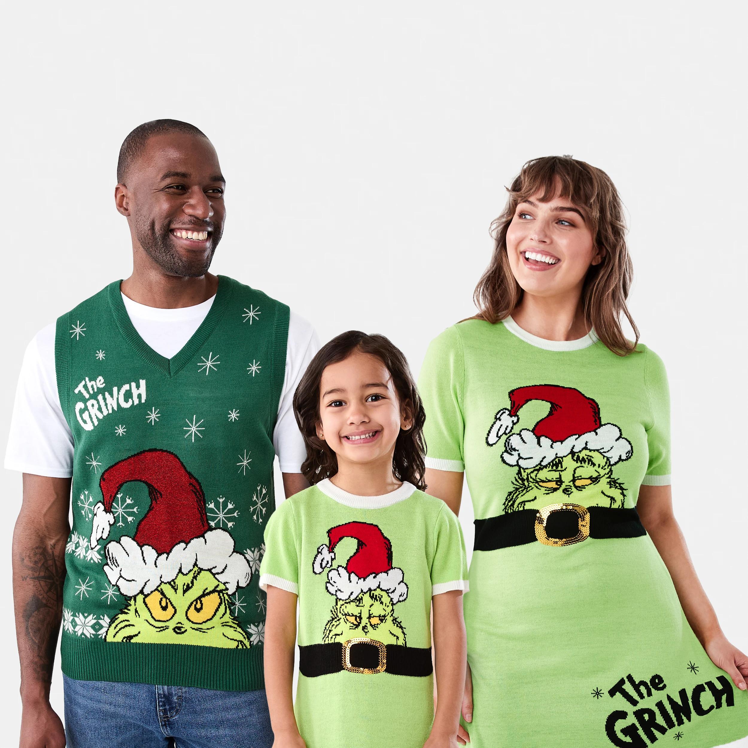 2 Short Sleeve The Grinch License Christmas Knit Mini Dress D52 GRINCH XMAS DRESS, 2 of 8