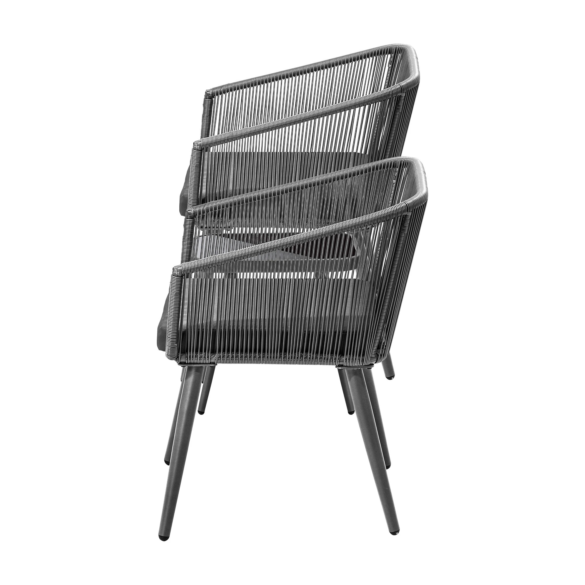 7 Livsip Outdoor Furniture 3 Piece Lounge Setting Chairs Side Table Bistro Set Patio - Grey, 7 of 8