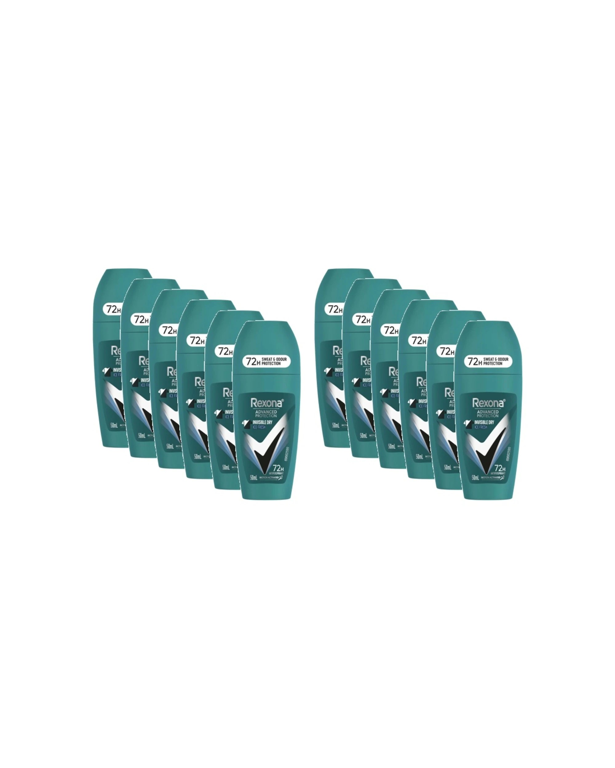 1 Rexona 12PK Antiperspirant Roll On Advanced Protection Ice Fresh 72 Hour 50mL - Multi, 1 of 4