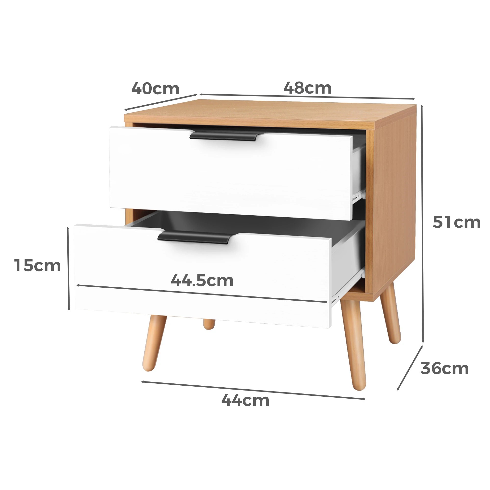 3 Alfordson Bedside Table Nightstand Side Storage Cabinet Scandinavian - Wood White, 3 of 10
