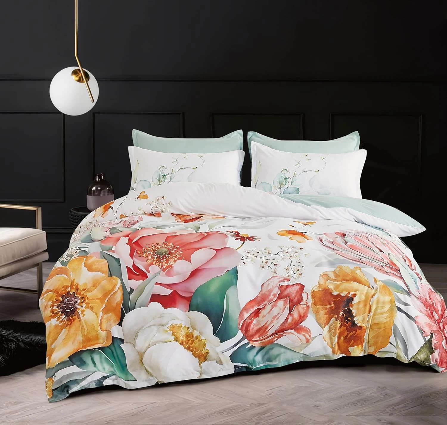 1 CleverPolly Printed Microfibre Reversible Quilt Cover Set - Flora - King Bed, 1 of 5
