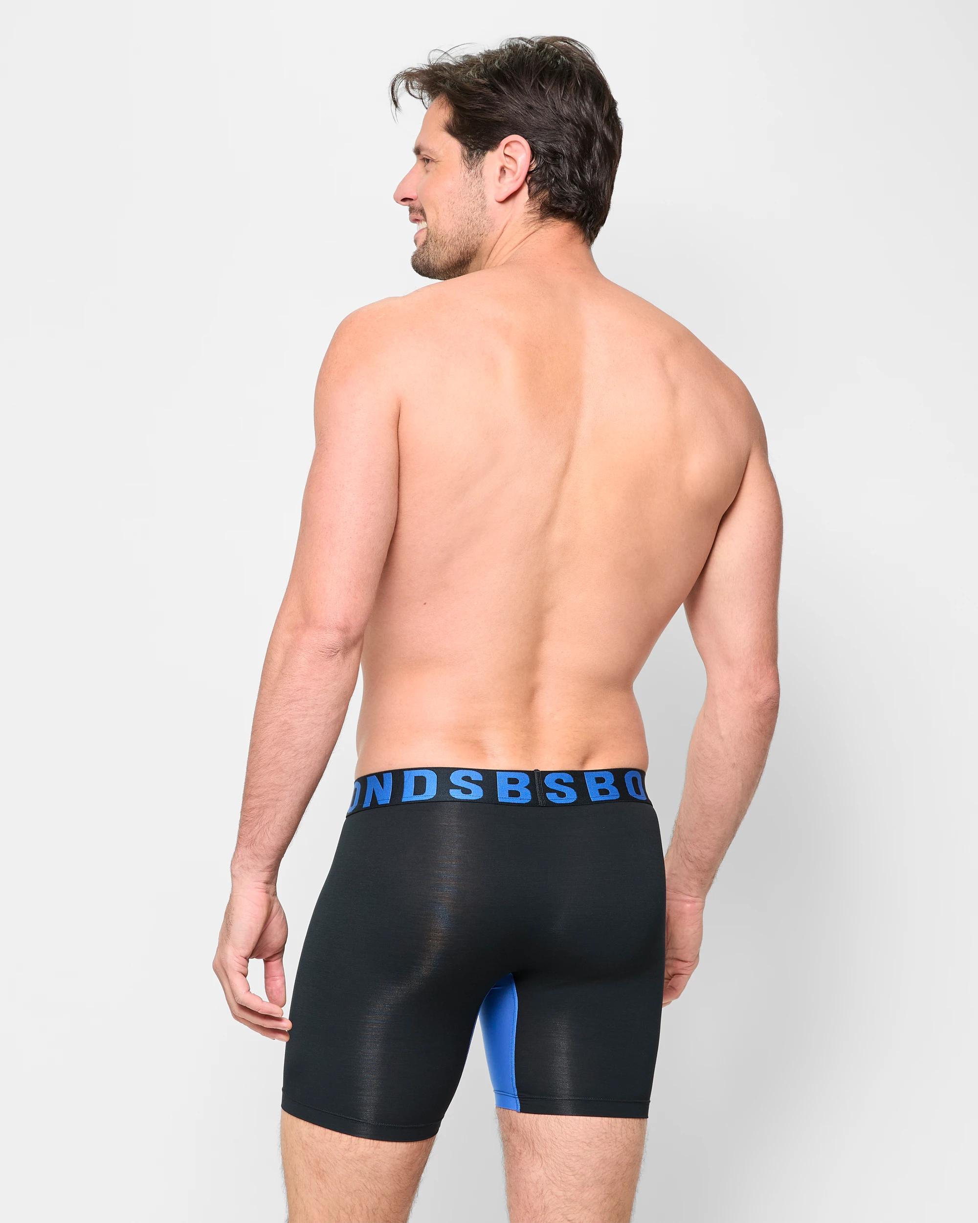 3 Mens Chafe Off Trunks - Bonds BLUE MY MIND/BLACK, 3 of 3