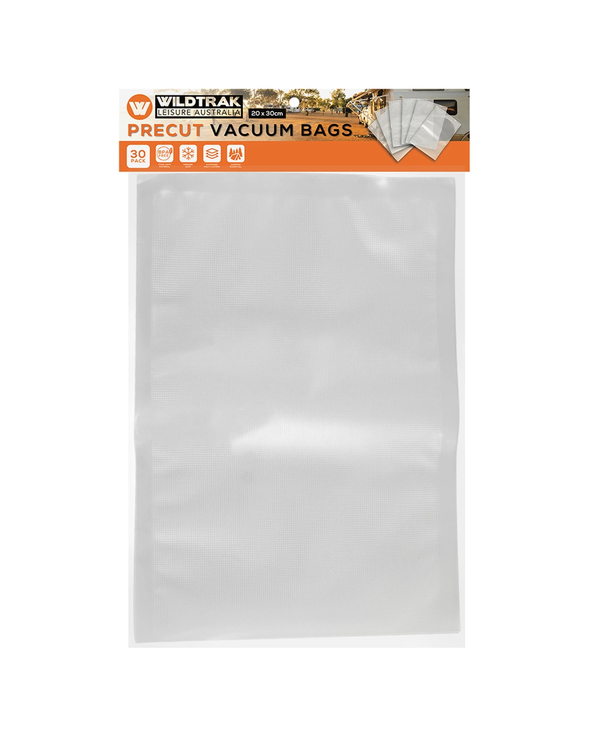 1 Wildtrak 30 Pack Plastic Vacuum Bags Precut Food Safe Multi-Layer - Plain, 1 of 3