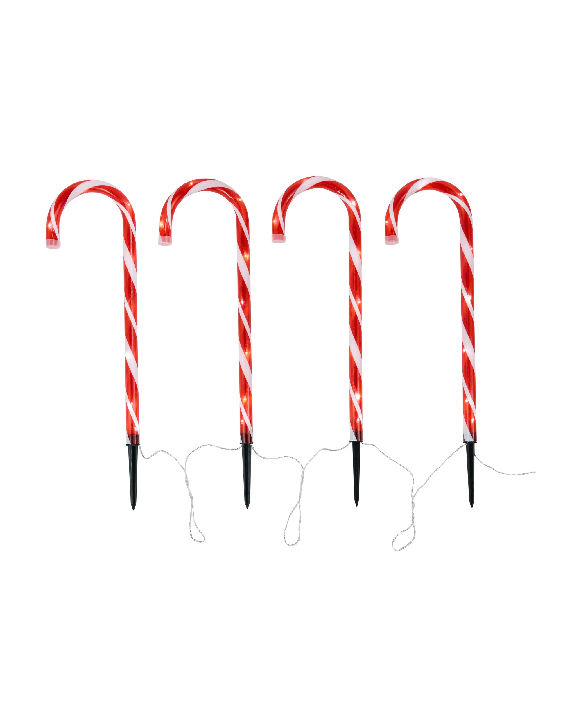 2 4 Pack Solar Powered LED Light Up Candy Cane Stakes, 2 of 9