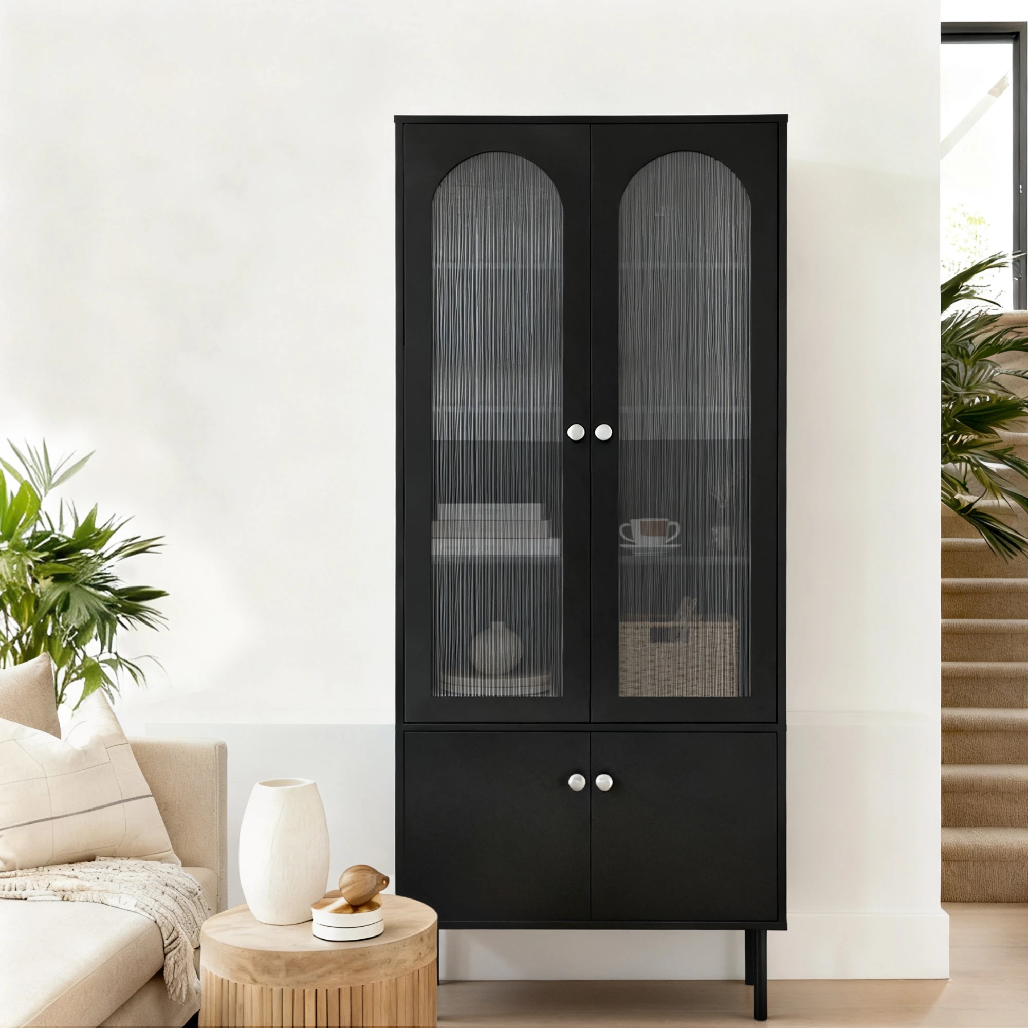 6 Artiss 2x Buffet Unit Cabinet Sideboard Pantry 180cm - Black, 6 of 8