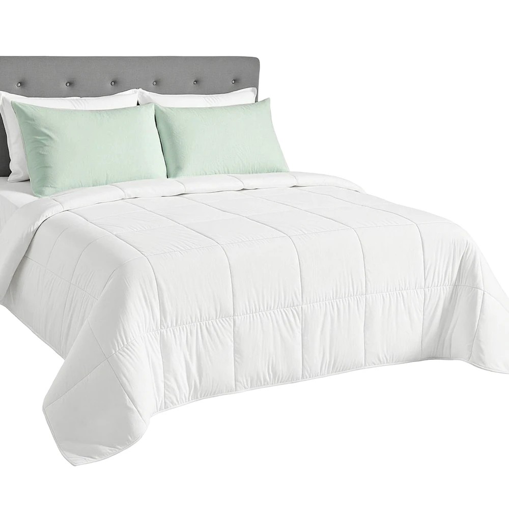 1 Giselle Bedding 200GSM Bamboo Quilt Summer Quilts All Season Doona Duvet Lightweight - Super King Bed - White, 1 of 9