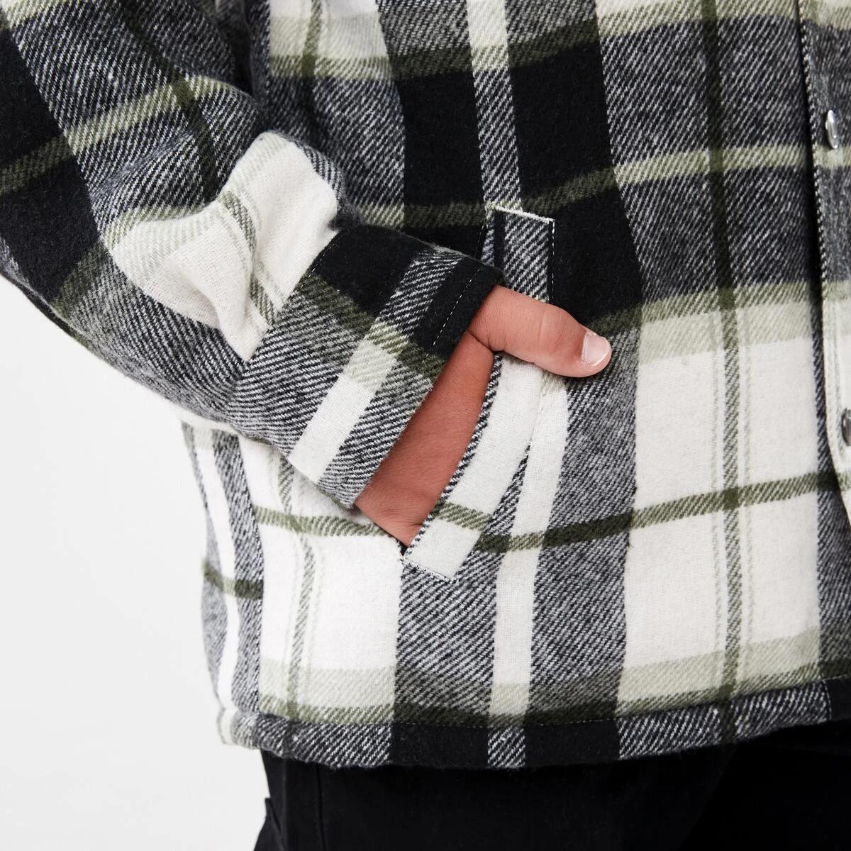 6 Sherpa Lined Plaid Jacket Grn Check, 6 of 10