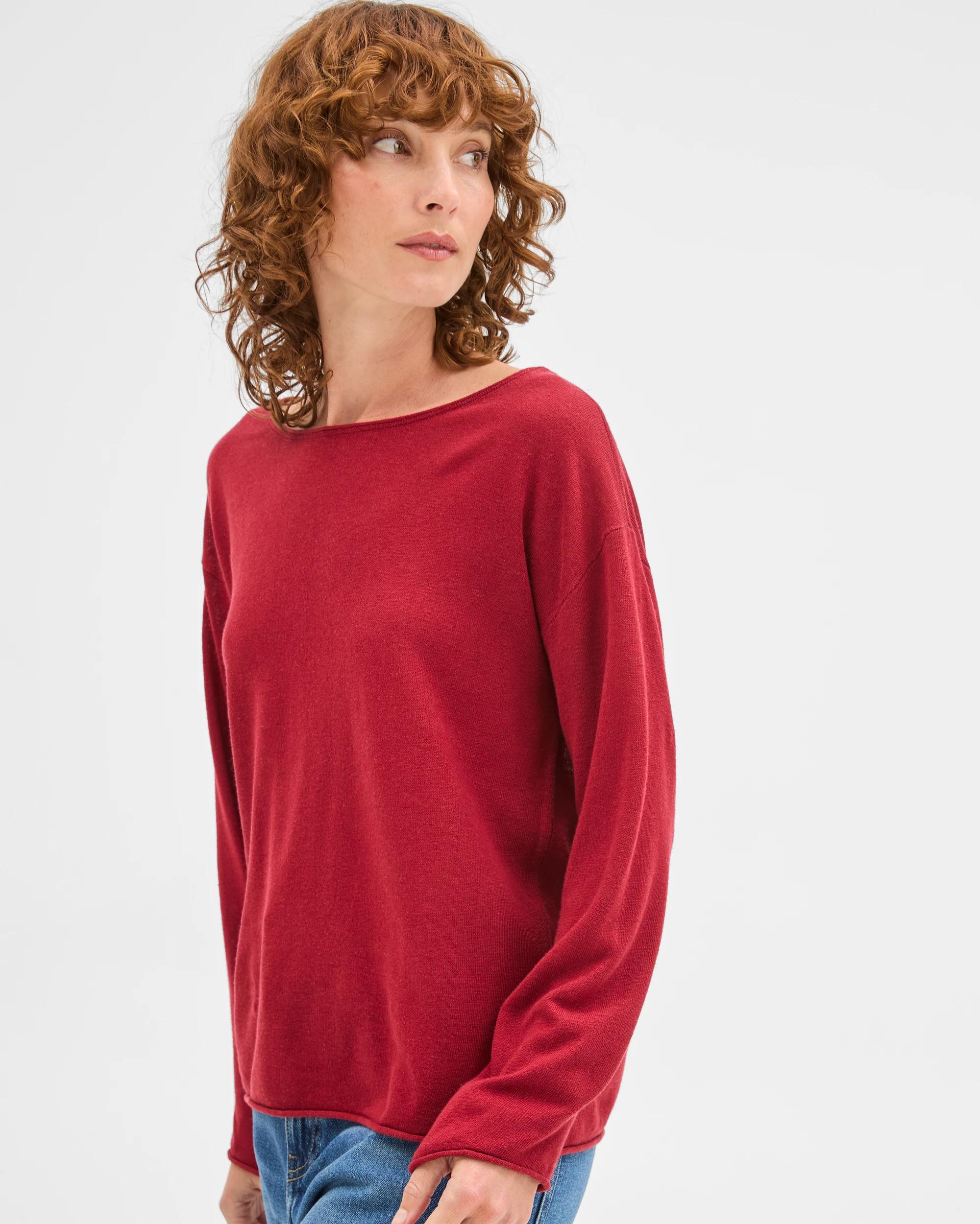 3 Target Woman Linen Blend Long Sleeve Lightweight Jumper GARNET, 3 of 5