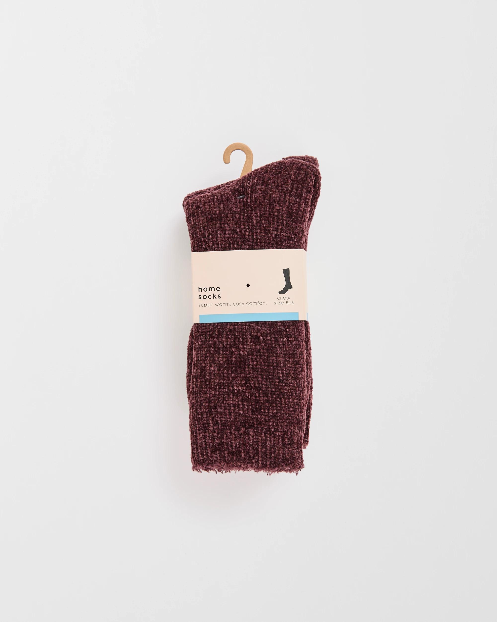 3 Target Woman Chenille Home Crew Socks FUDGE, 3 of 3
