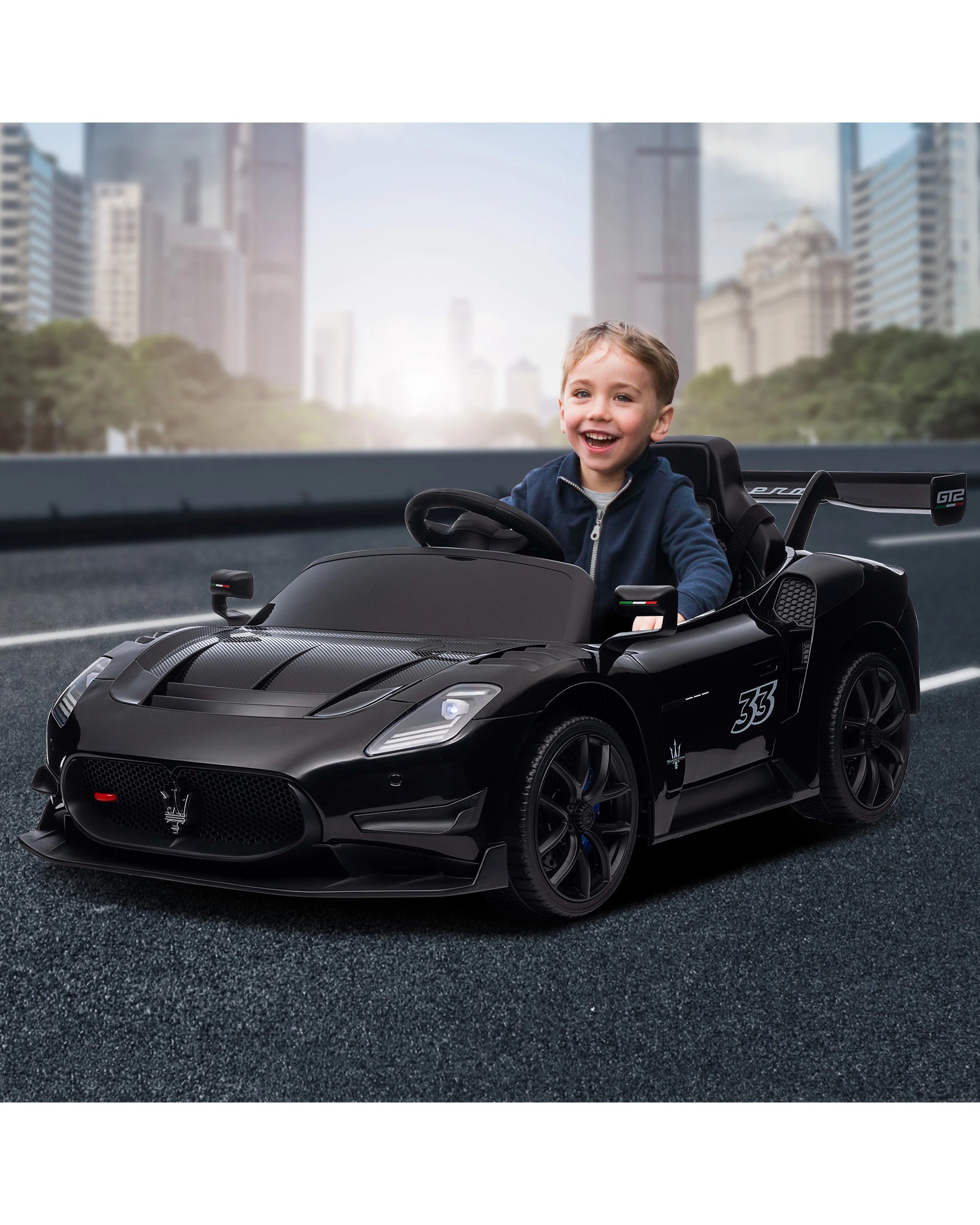 9 Kahuna Maserati MC20 GT2 Licensed Electric Kids Ride On Race Car Black, 9 of 10