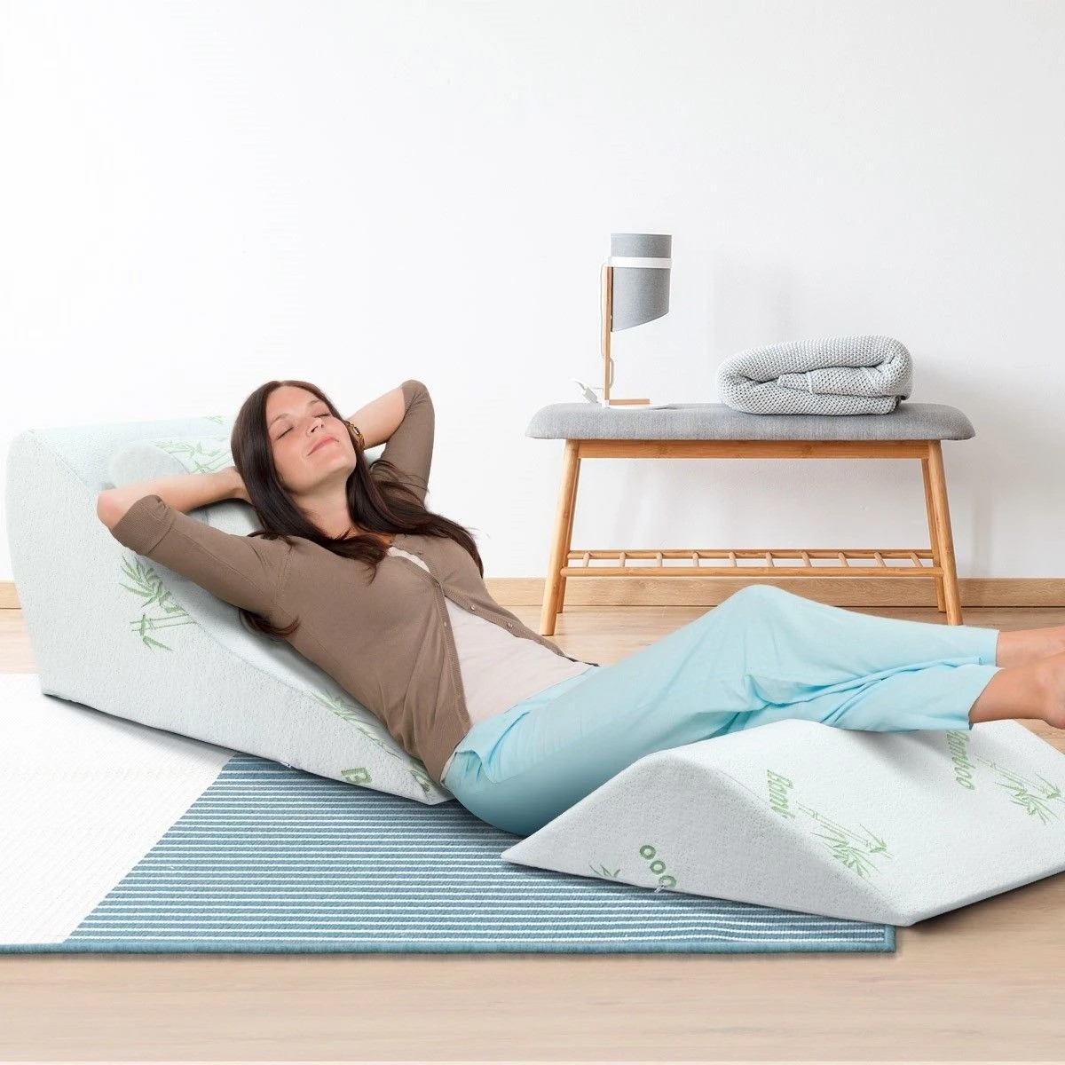 3 Luxdream 3 Pcs Foam Bed Wedge Pillow Headrest Leg Elevation Pillow Breathable Cover, 3 of 3