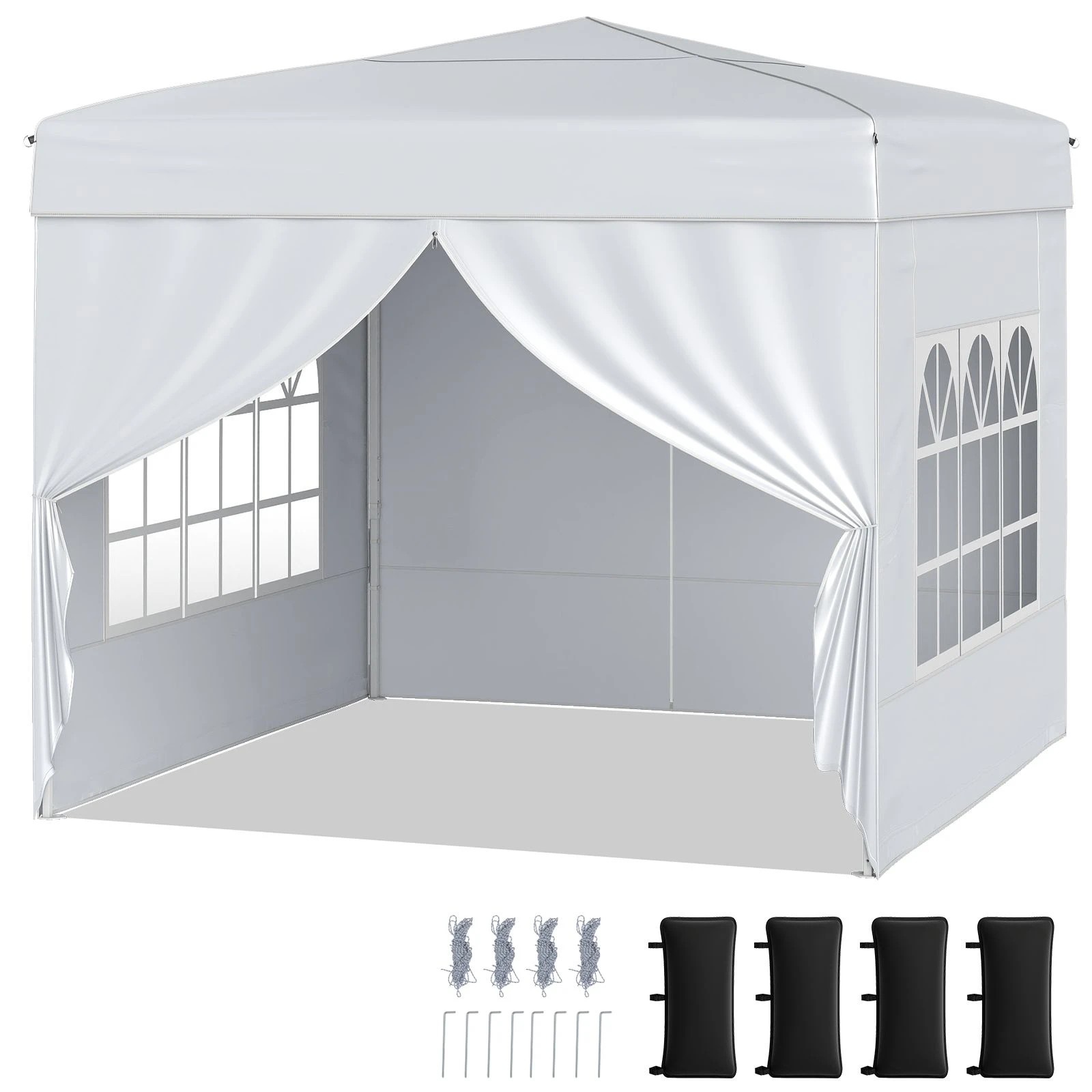 1 Costway 3x3m Pop up Canopy Tent Portable Sunshade Shelter - White, 1 of 3