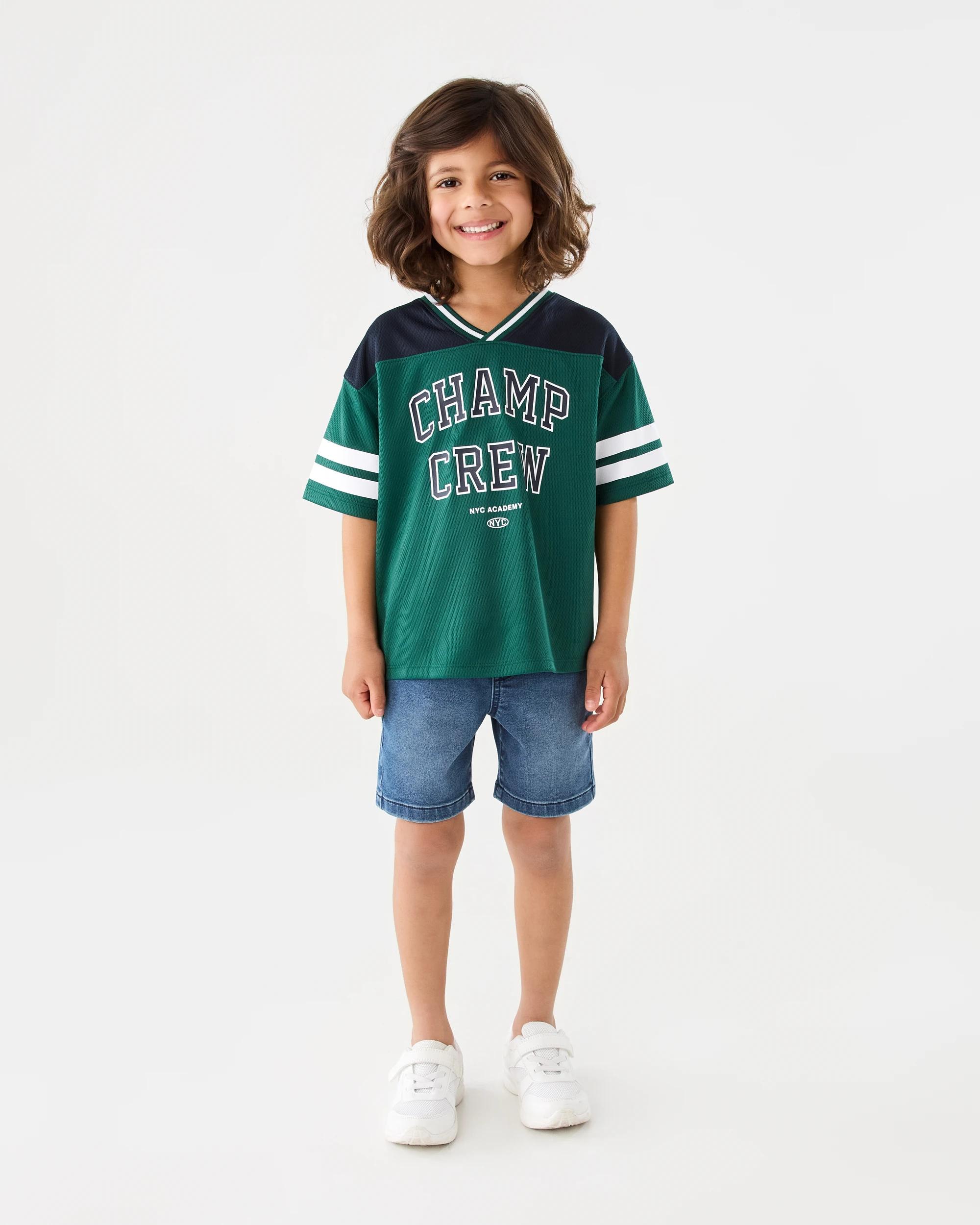 7 Oversized Sport Jersey Top Grn Varsit, 7 of 8