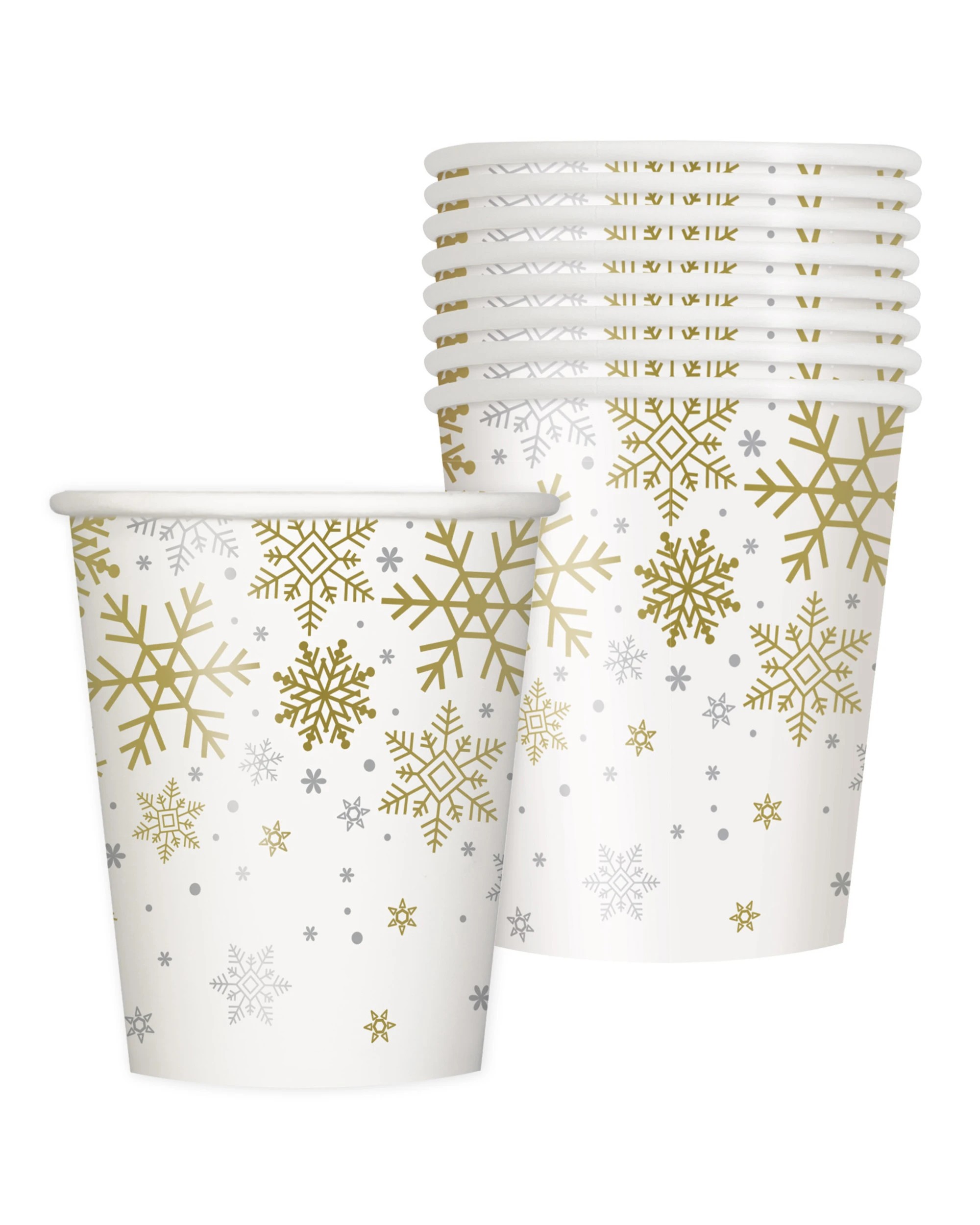 1 Unique Silver and Gold Snowflakes Paper Cups Pack of 8, 1 of 1