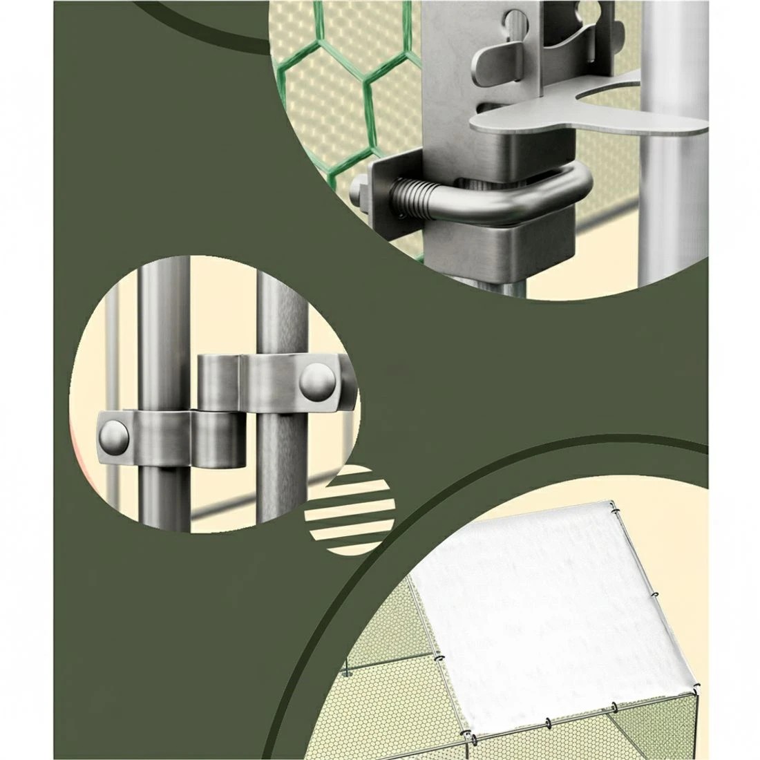 6 i.Pet Chicken Coop Cage 3x4x2m Galvanised Steel - Silver, 6 of 6